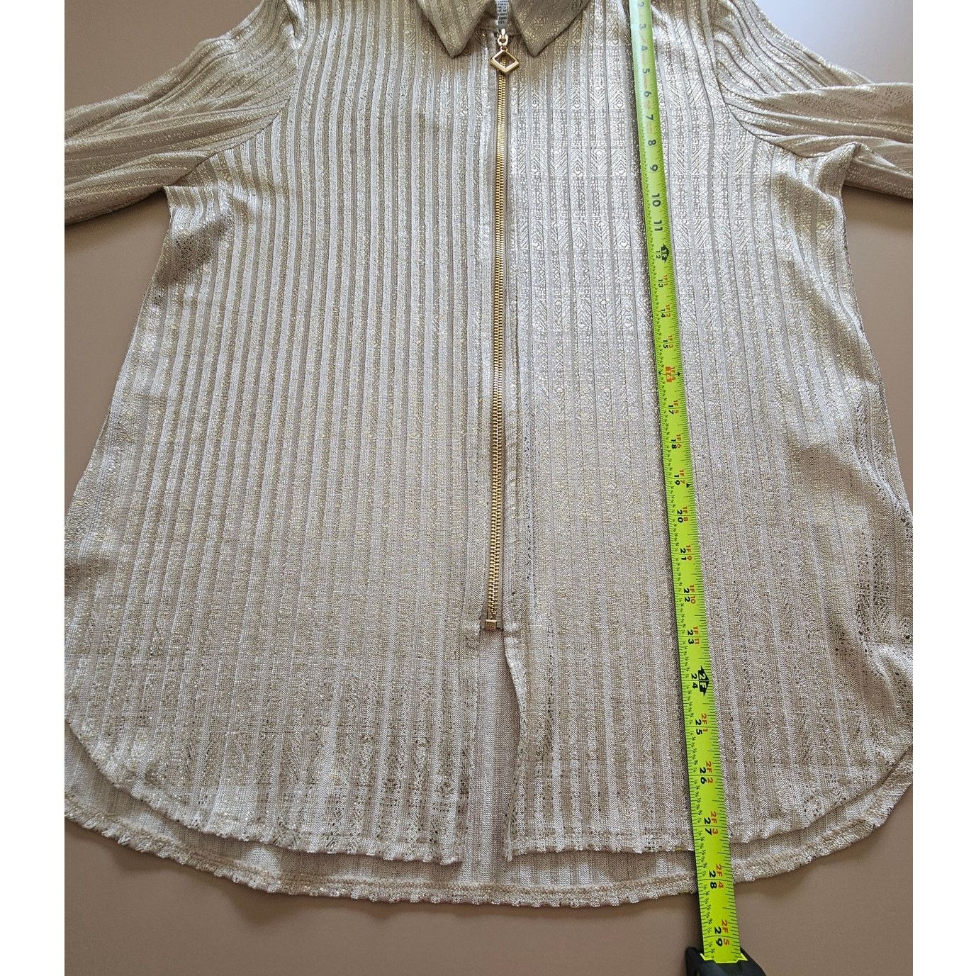 Joseph Ribkoff Joseph Ribkoff Beige/Gold Zip Shimmer Jacket Shacket Top 8 Size M / US 6-8 / IT 42-44 - 11 Thumbnail
