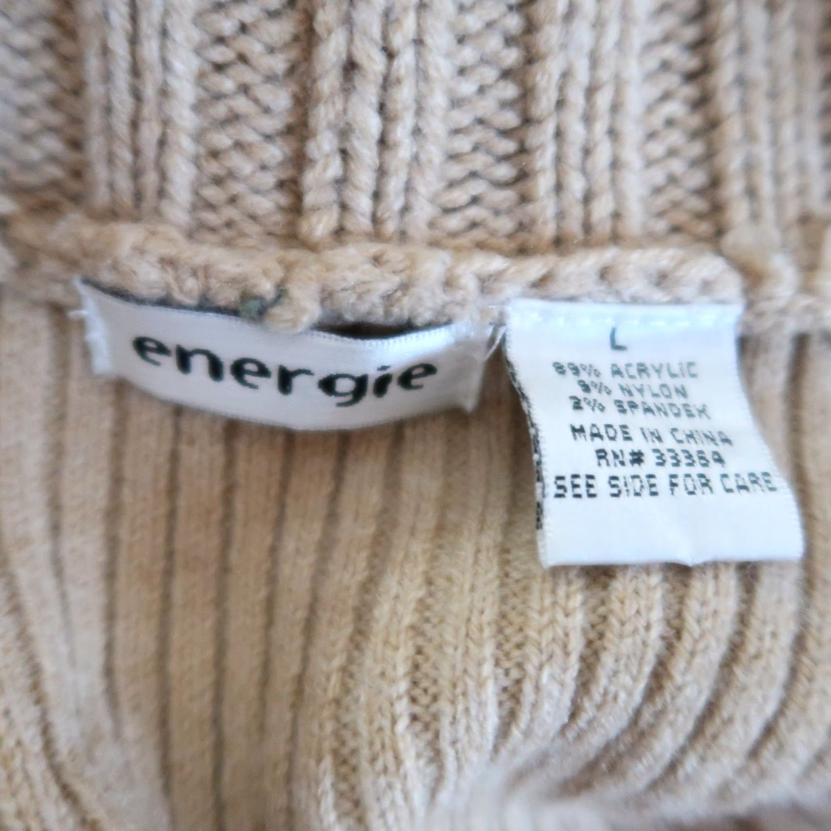 Energie VINTAGE Energie Tan Rib Knit Wrap Front Cardigan Sweater L Women Long Sleeve Knit Acrylic Casual Fall Spring Size L / US 10 / IT 46 - 5 Thumbnail