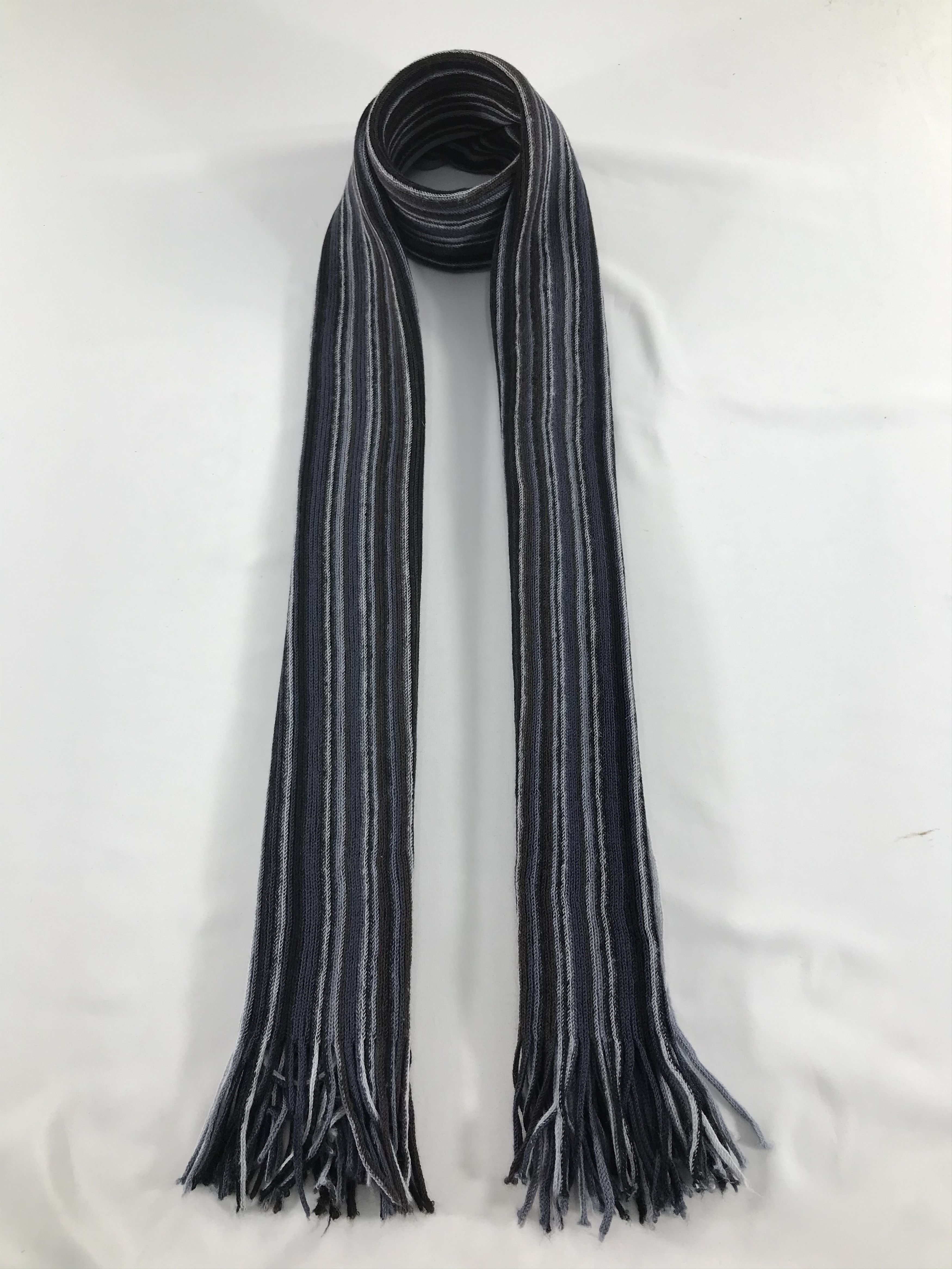 Takeo Kikuchi Takeo Kikuchi Striped Knit Wool Scarf Muffler V311 Size ONE SIZE - 1 Thumbnail
