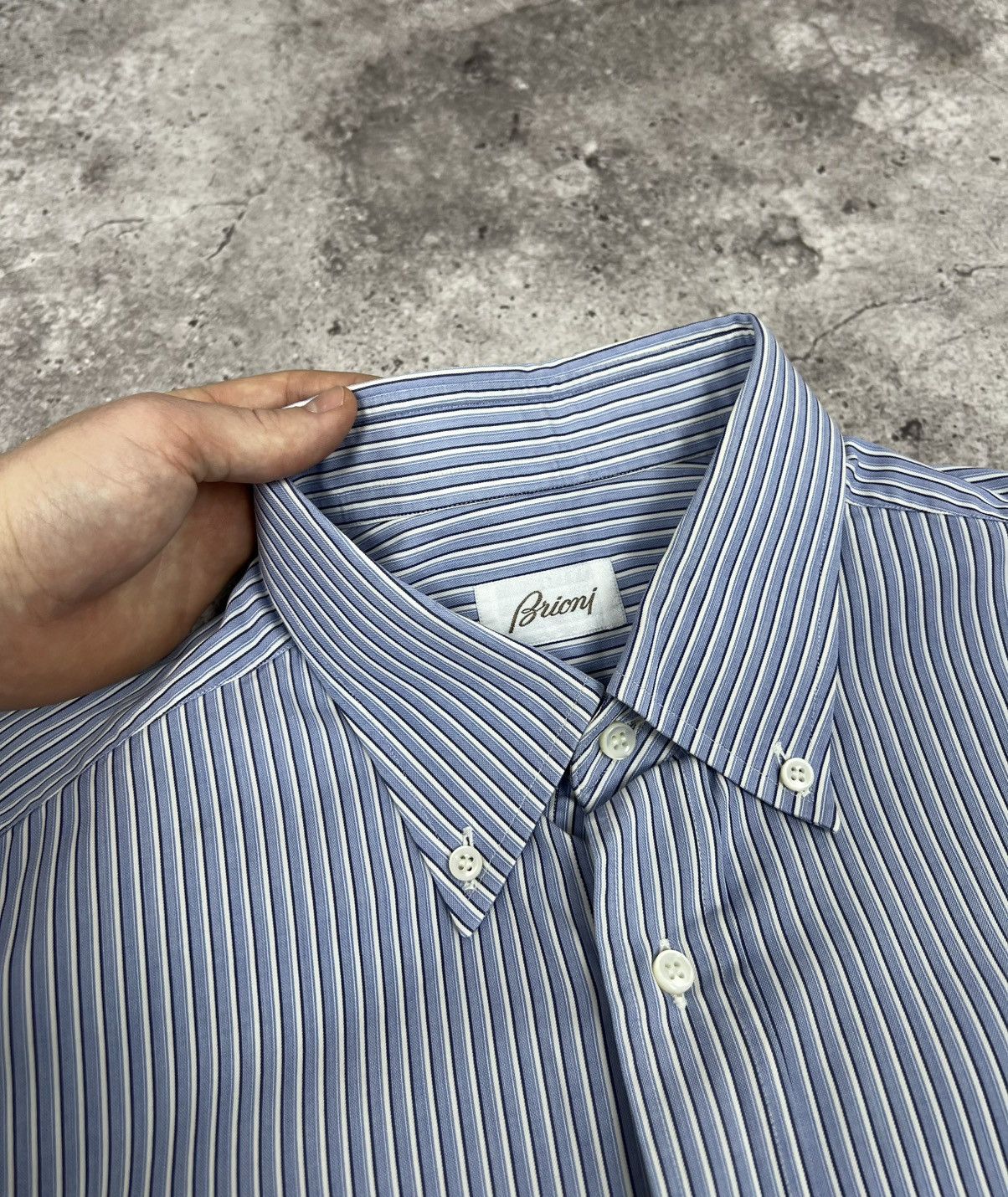 Brioni Brioni Striped Button Up Shirt Long Sleeeve Classic Size US XL / EU 56 / 4 - 9 Thumbnail