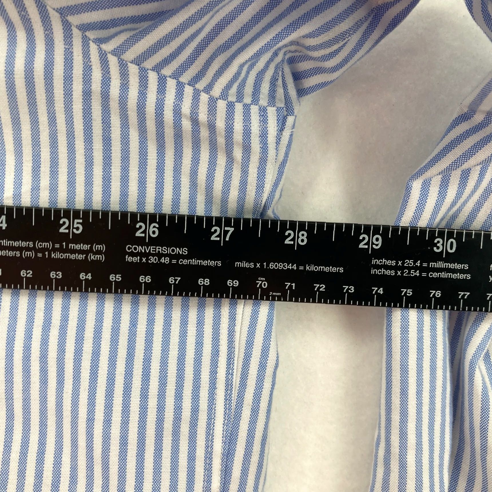 Stafford Stafford Coolmax Shirt Mens 2XL Blue Striped Button Down Long Sleeve Work Dress Shirt Size US XXL / EU 58 / 5 - 7 Thumbnail