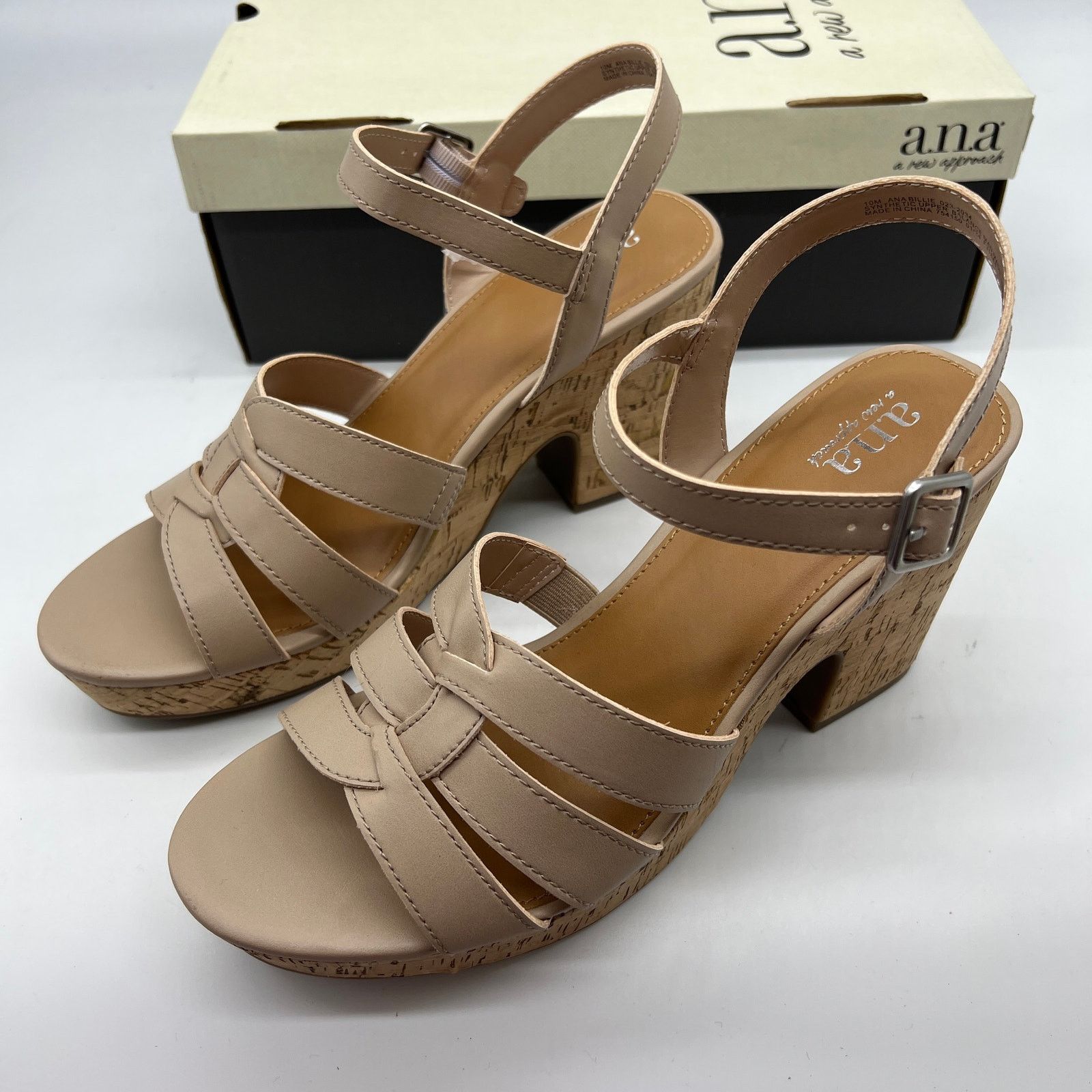 Other a.n.a Womens Billie Heeled Sandals Nude Color Size 10M Size US 10 / IT 40 - 10 Thumbnail