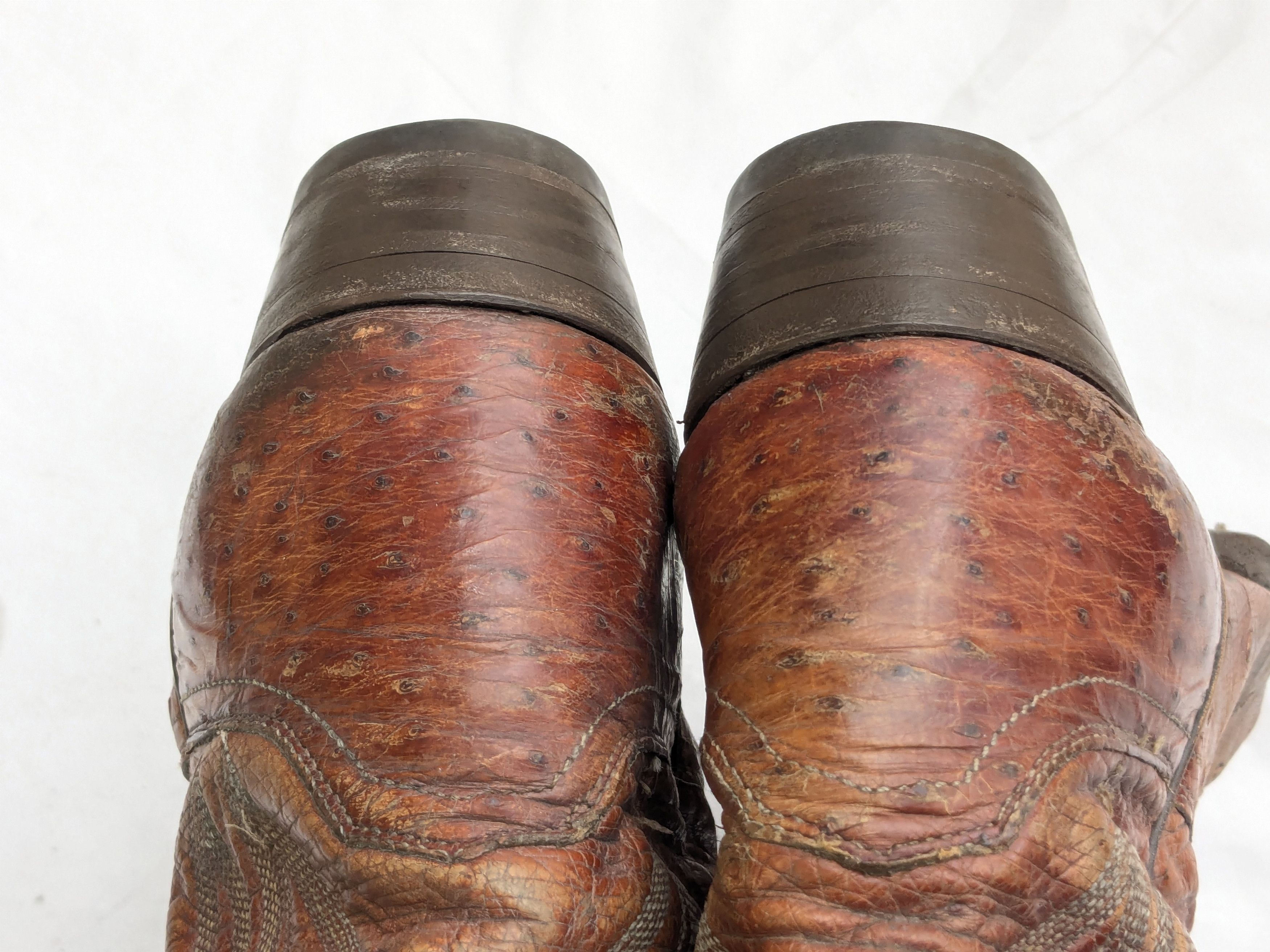 Justin Boots Vintage Justin Cowboy Boots Brown Ostrich Leather 9.5 D Size US 9 / EU 42 - 14 Thumbnail