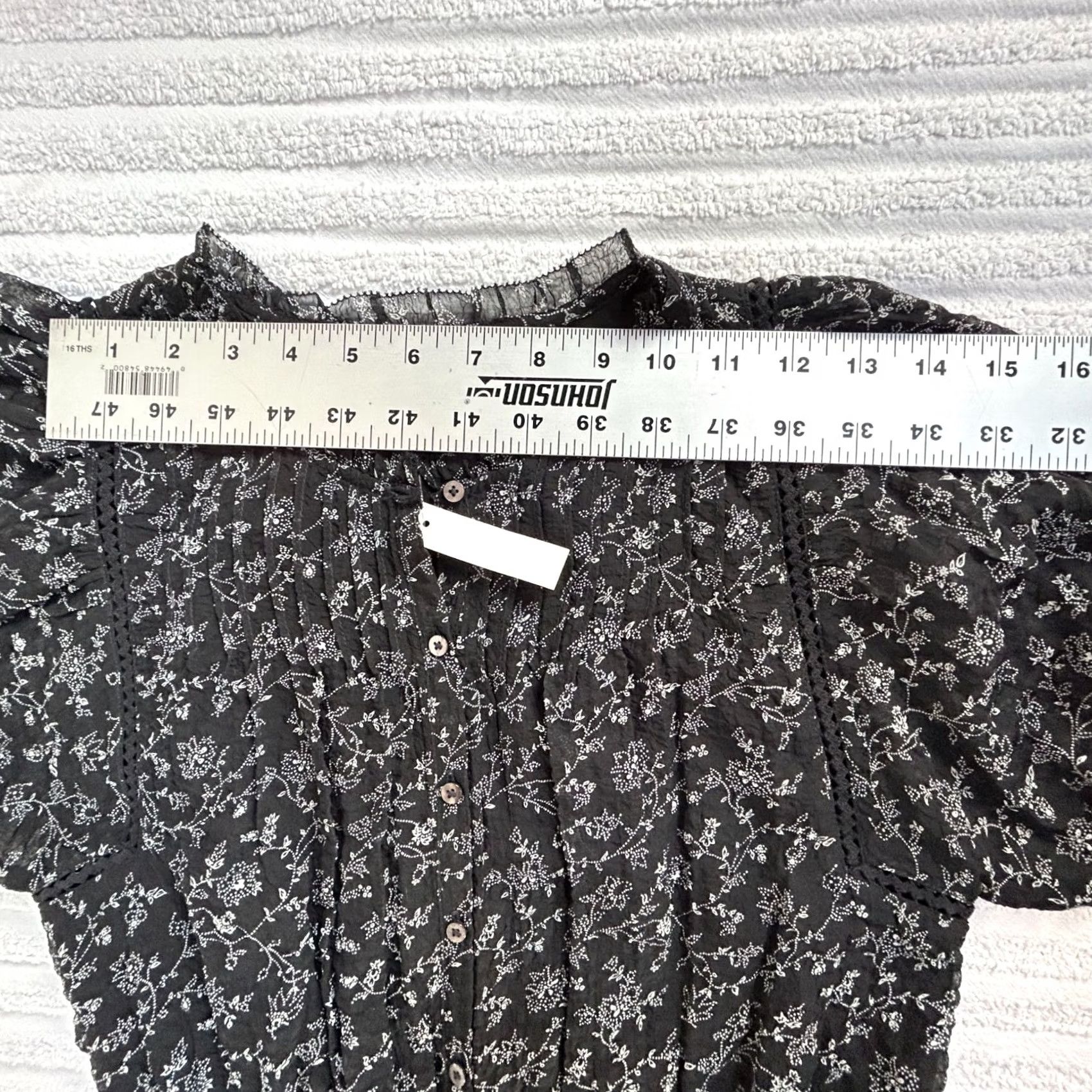 Madewell Madewell Dress Mini Ruffle-Neck Button-Front Dotted Vines XS New Women's Black Floral Queen Yellow? Size XS / US 0-2 / IT 36-38 - 7 Thumbnail