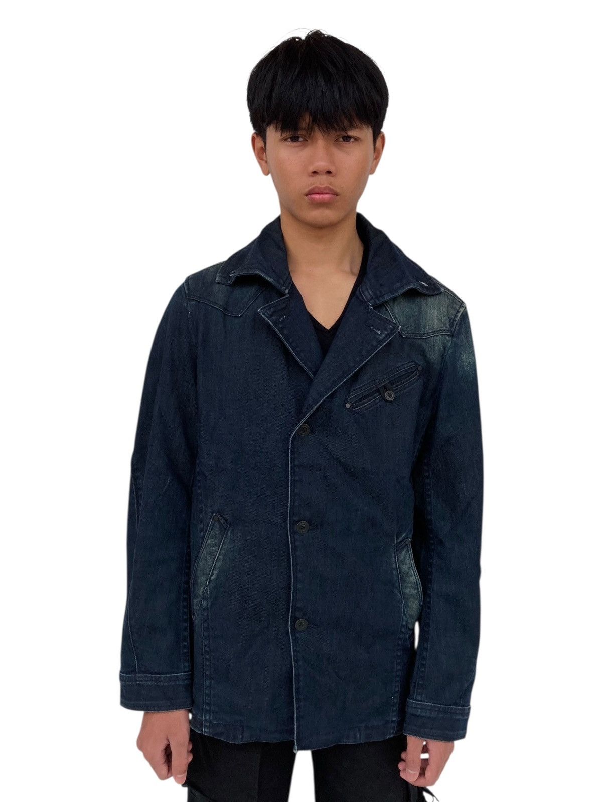Isamu Katayama Backlash 2000s Hideway Nicole - Asymetrical Button Denim Jacket Size US M / EU 48-50 / 2 - 6 Thumbnail