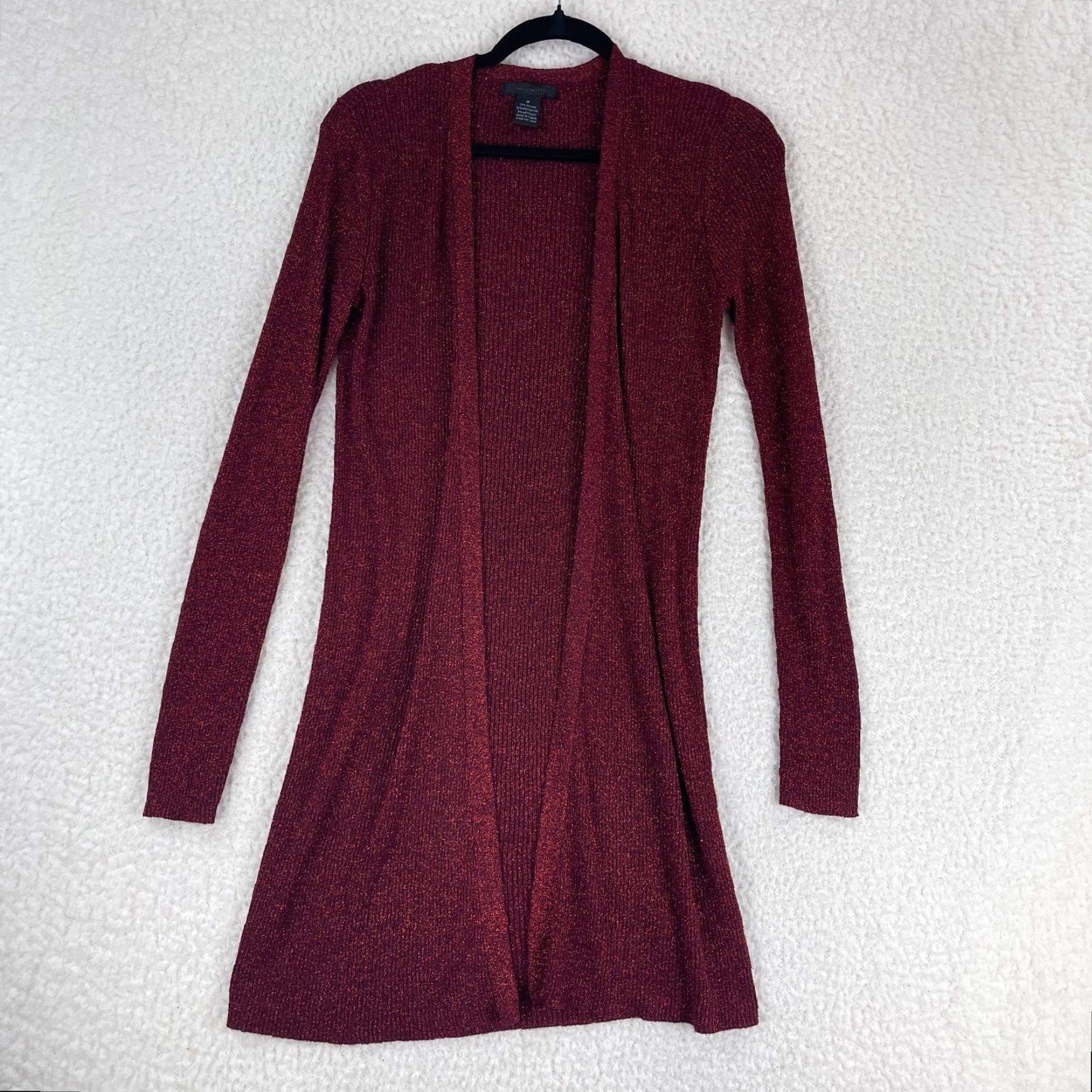 Vintage The Limited Cardigan Sweater Womens Medium Red Shimmer Open Front Knit Long Sleeve Size M / US 6-8 / IT 42-44 - 2 Thumbnail