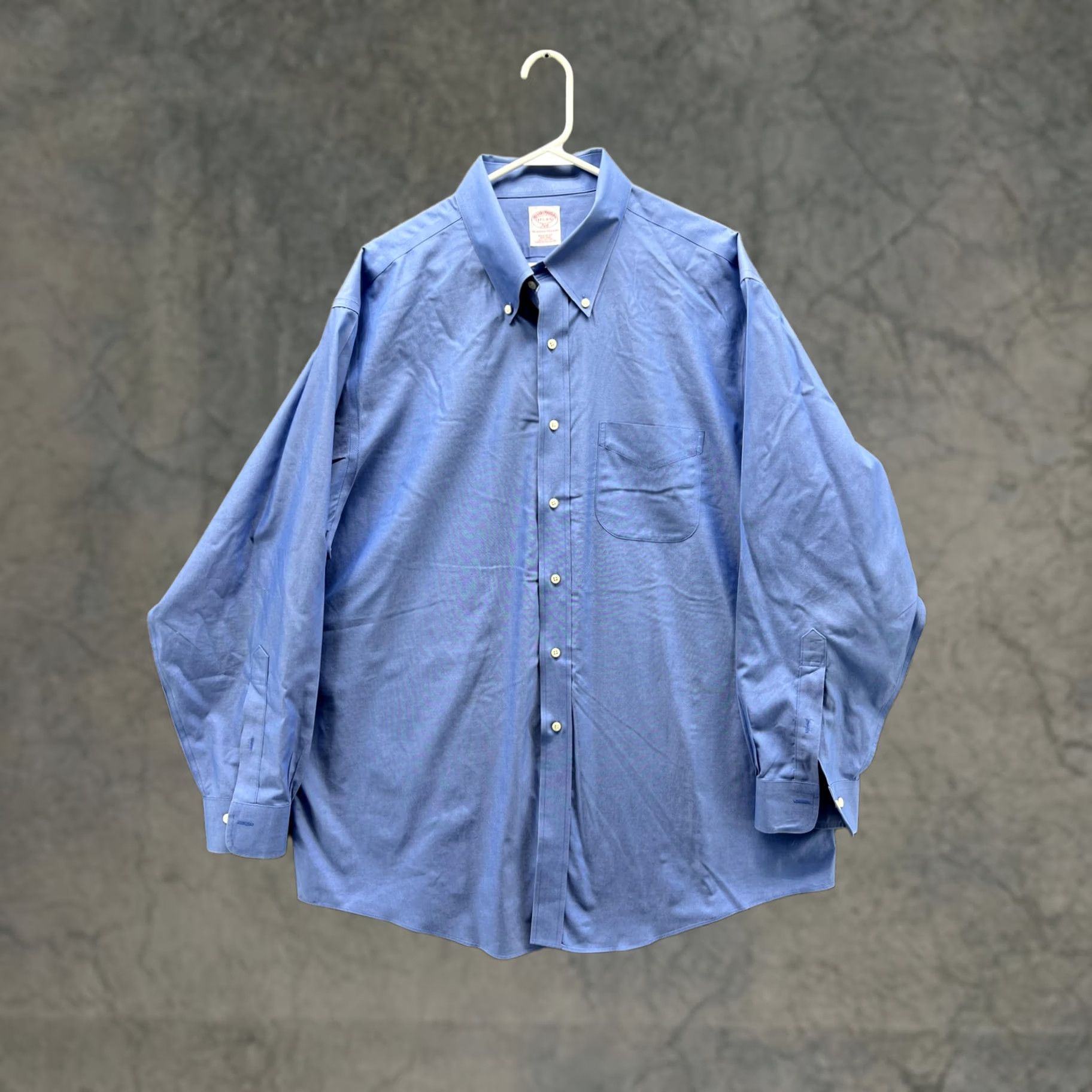 Brooks Brothers Brooks Brothers Dress Shirt Mens 17.5 4/5 Blue Solid Regular Fit 346 Non Iron Size 48R - 1 Thumbnail
