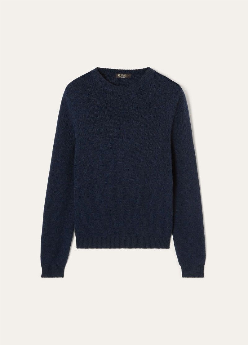 Loro Piana o1w1db10126 FAO2891 Fobello Crewneck Sweater in Blue Size US L / EU 52-54 / 3 - 1 Thumbnail