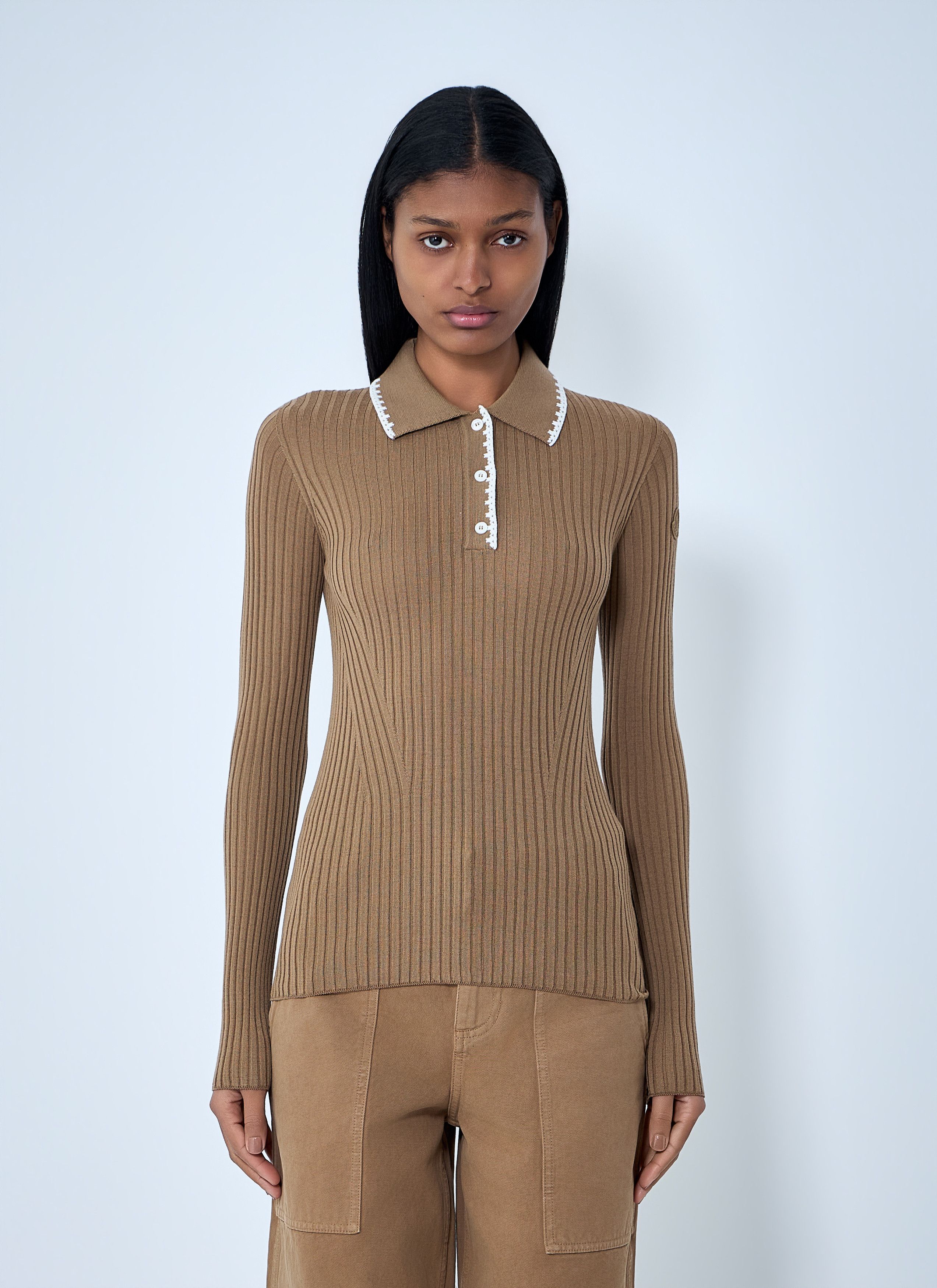 Moncler Ribbed Knit Collared Top Size XS / US 0-2 / IT 36-38 - 1 Thumbnail