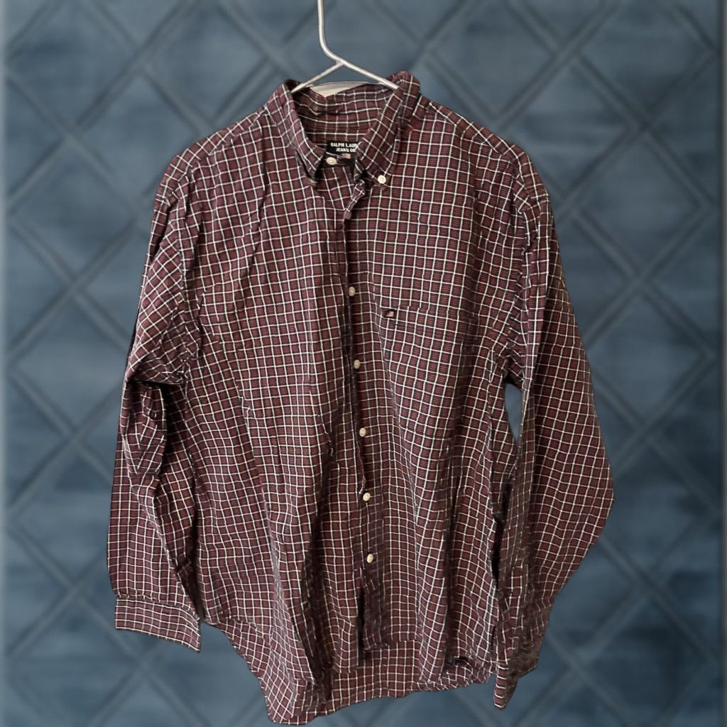 Ralph Lauren Ralph Lauren Jeans Company Mens Shirt Button-Down Plaid Cotton Casual Red Black Size M Size US M / EU 48-50 / 2 - 1 Thumbnail