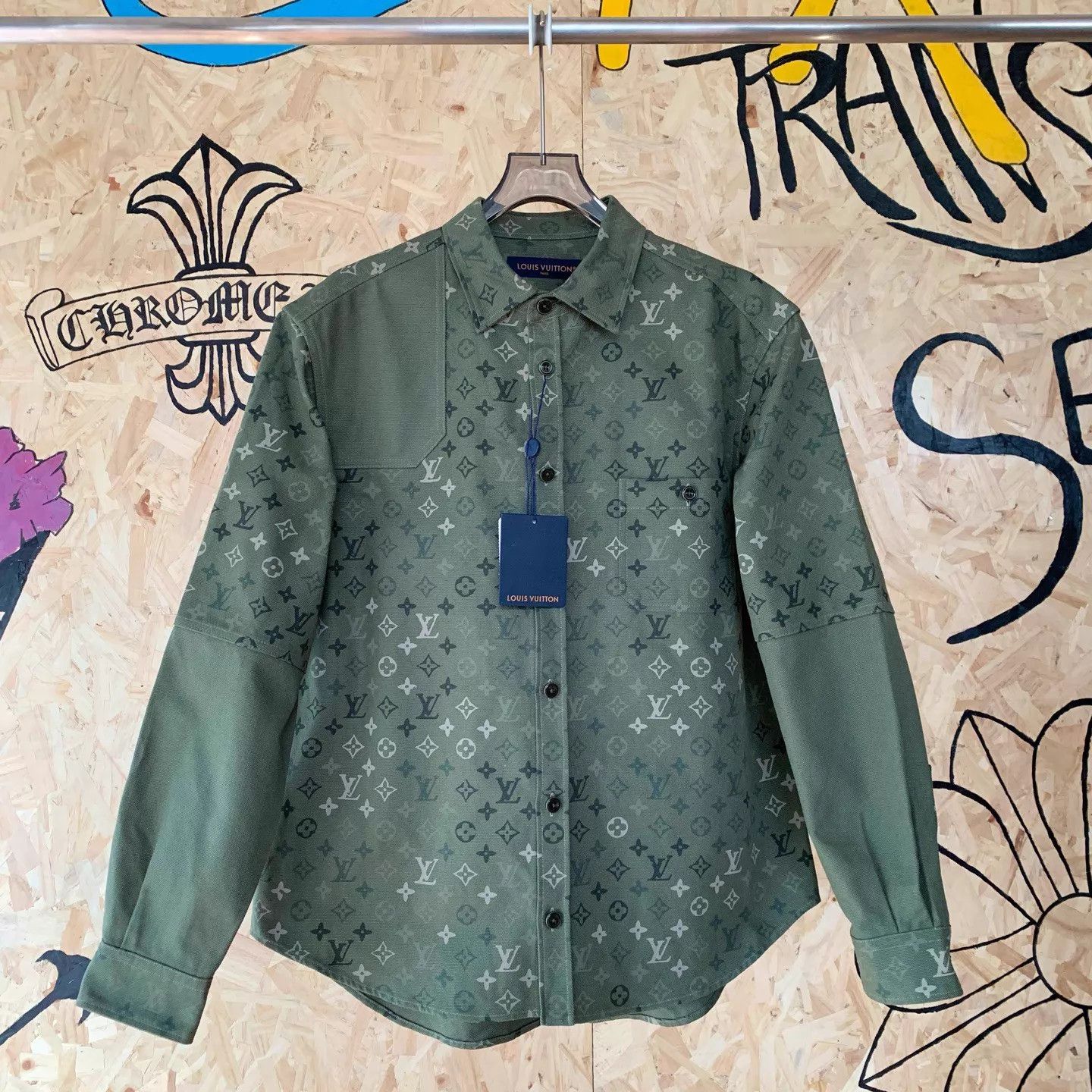 Louis Vuitton LV 26FW Collared All-Over Print Military Green Workwear L Size US L / EU 52-54 / 3 - 1 Thumbnail