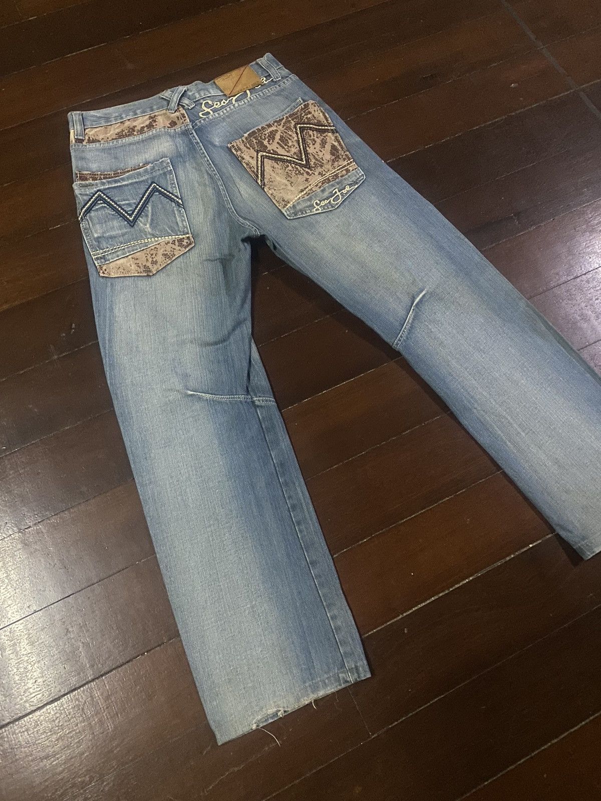 Anchor Blue × JNCO × Sean John Fire vintage SEAN JOHN WIDE LEG dirty mud wash Size US 34 / EU 50 - 2 Thumbnail