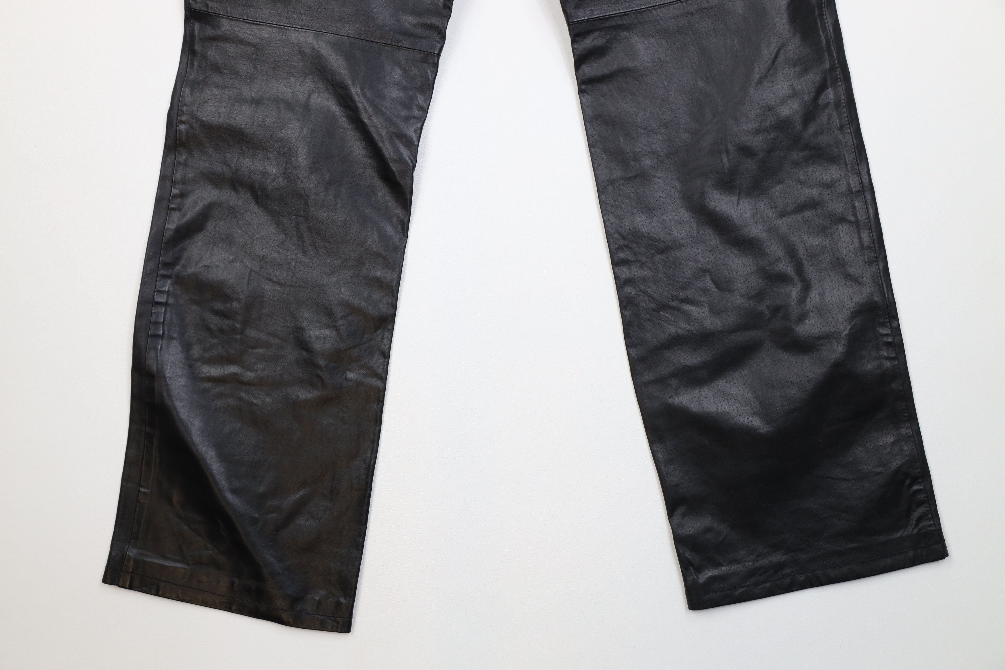 Vintage Vintage 90s Streetwear Leather Straight Leg Pants Black Size 30" / US 8 / IT 44 - 11 Thumbnail