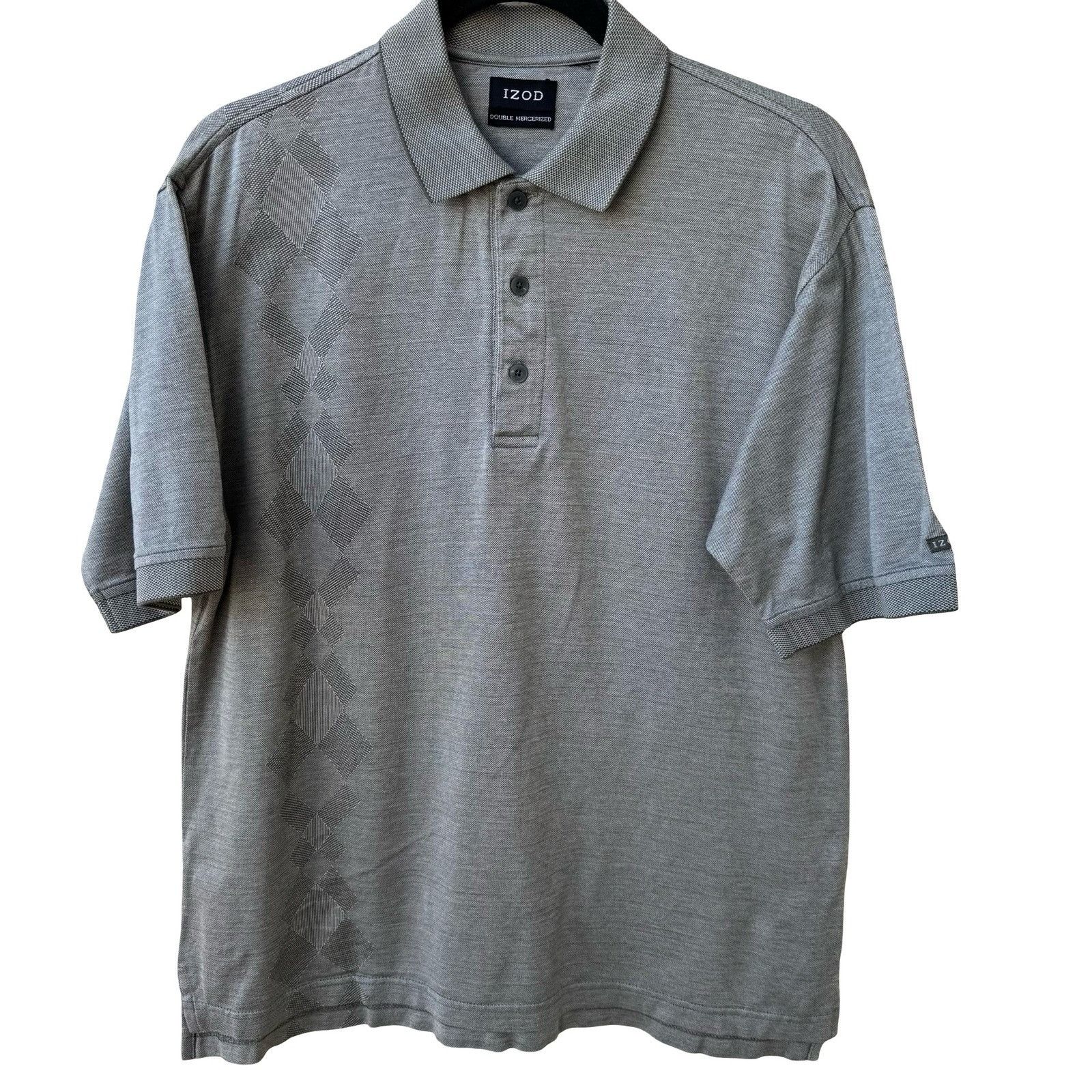 Izod IZOD Mens Double Mercerized Gray Polo Shirt Argyle Diamond P Size US M / EU 48-50 / 2 - 1 Thumbnail
