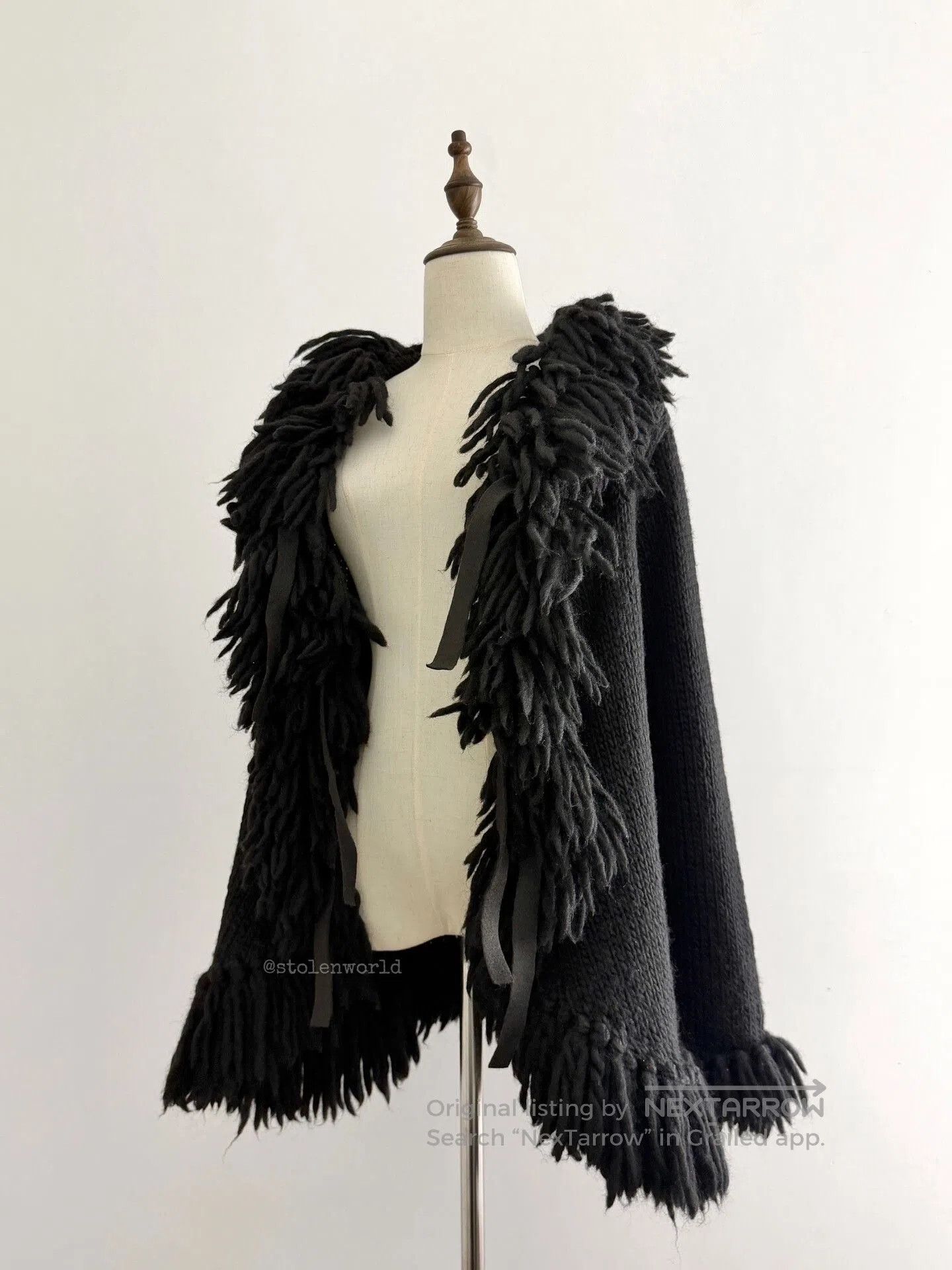 Y's black woolen knitted cardigan with fringe. Size S / US 4 / IT 40 - 4 Thumbnail