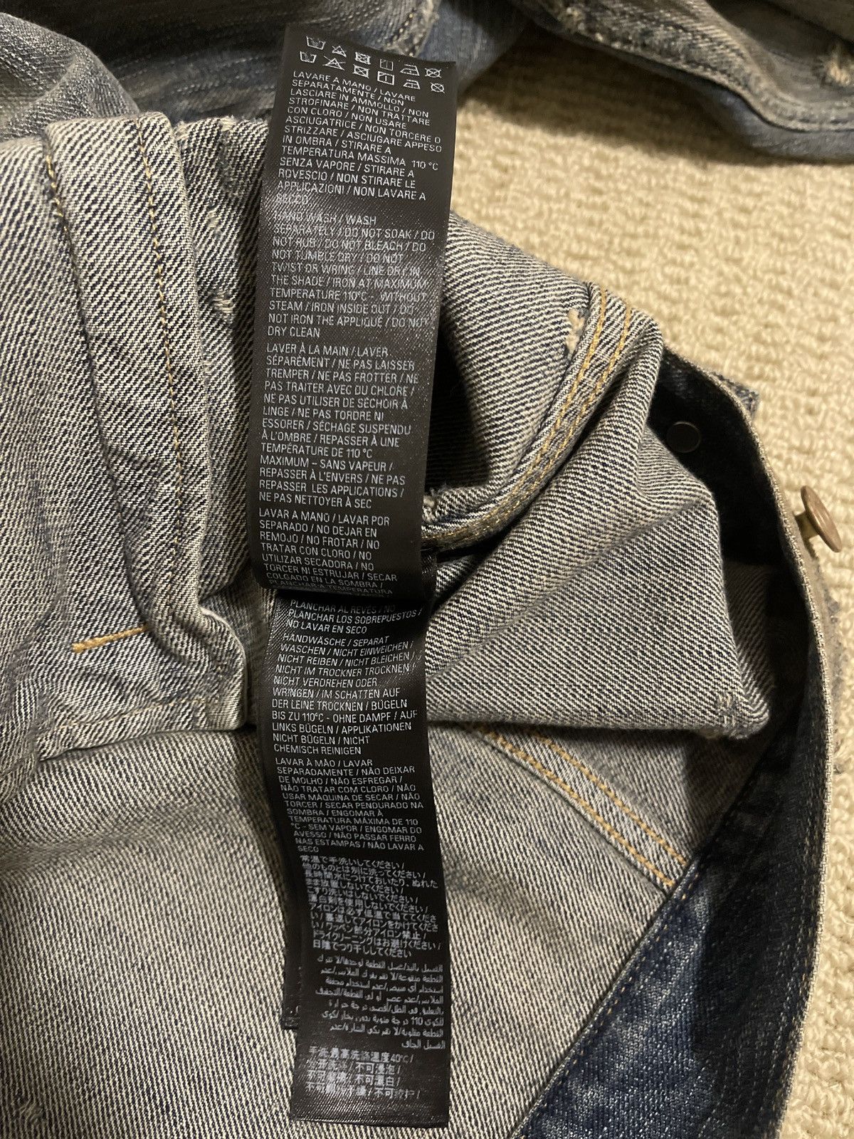 Balenciaga 2024 distressed crystal embellishment logo denim jacket Size US XL / EU 56 / 4 - 7 Thumbnail