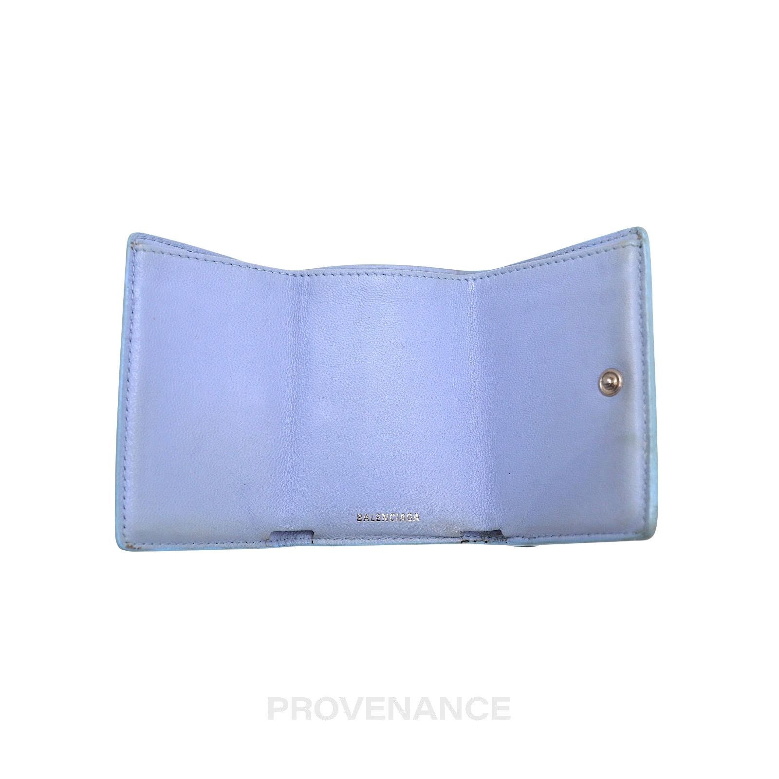 Balenciaga 🔴 Balenciaga Papier Mini Card Wallet - Cloud Blue Leather Size ONE SIZE - 5 Thumbnail