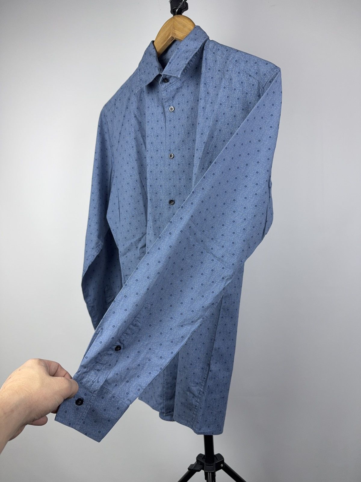 Karl Lagerfeld Karl Lagerfeld Blue Patterned Long Sleeve Shirt Size 40 / L Size US L / EU 52-54 / 3 - 6 Thumbnail