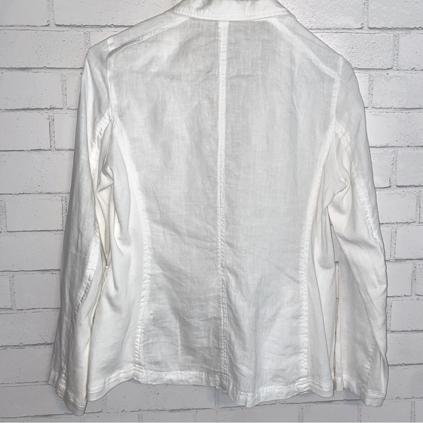 Eileen Fisher EILEEN FISHER $238 White Irish Linen 2 Button Blazer S Size S / US 4 / IT 40 - 13 Thumbnail