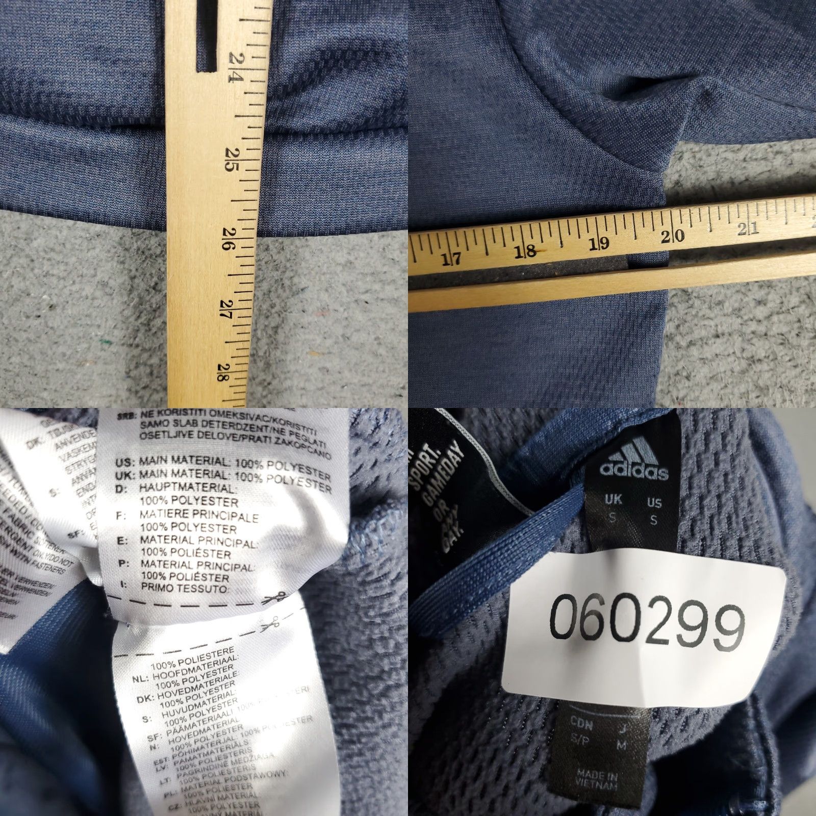 Adidas Adidas Hoodie Mens Small Blue Full Zip Up Sweatshirt Regular Fit Logo Size US S / EU 44-46 / 1 - 8 Thumbnail