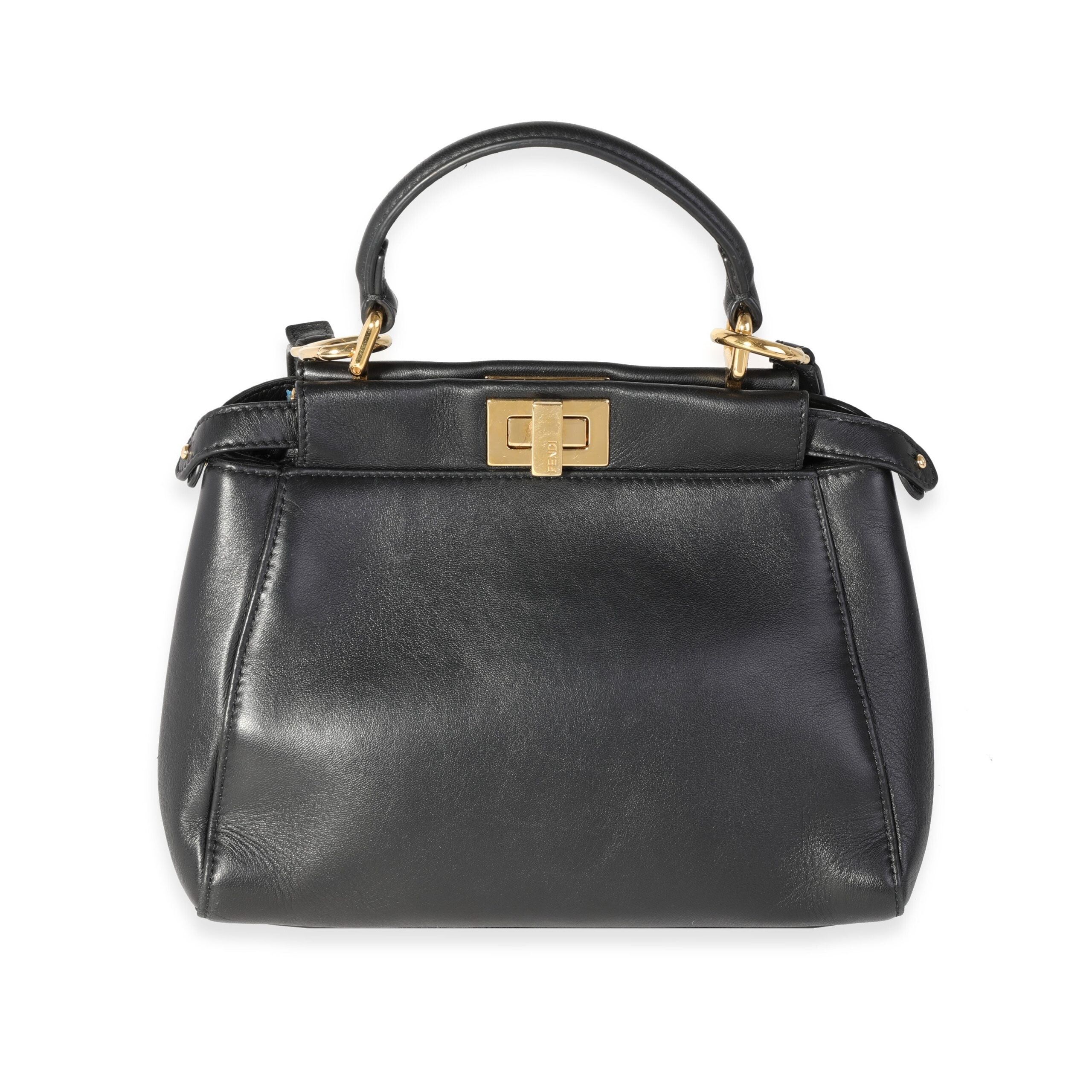 Fendi Fendi Black Nappa Leather Iconic Mini Peekaboo Bag Size ONE SIZE - 1 Preview