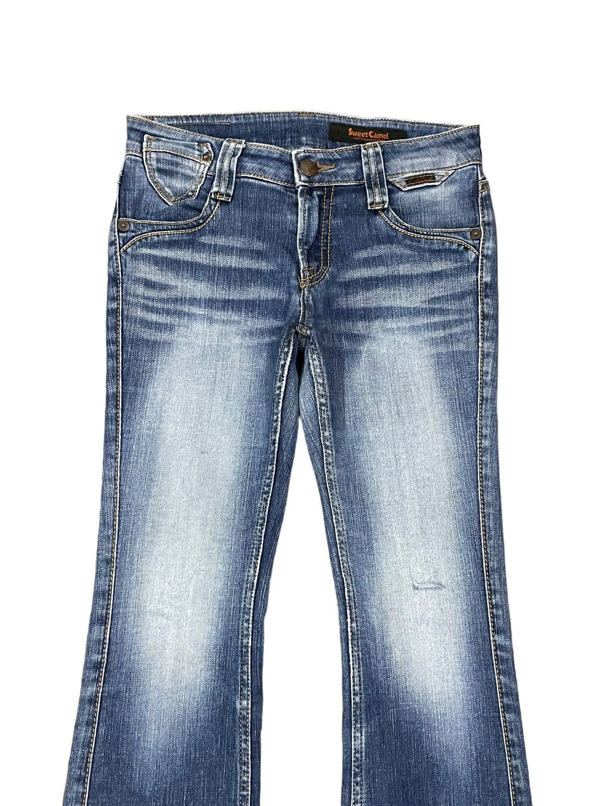 Hysteric Glamour Vintage Ripped Women Denim Sweet Camel Blue Wash Flare Jeans Size 30" / US 8 / IT 44 - 2 Thumbnail