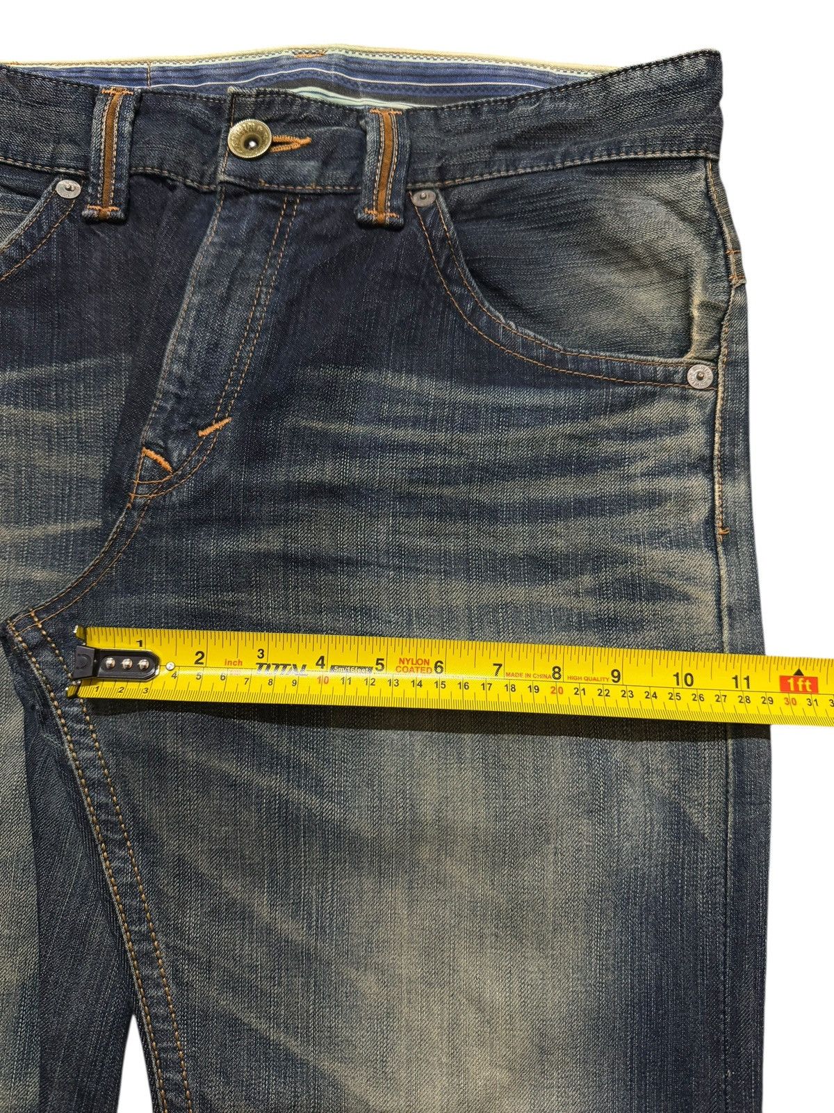 Edwin Vintage 90s Edwin XV Blue Faded Wash Whiskers Straight Leg Size US 34 / EU 50 - 13 Thumbnail