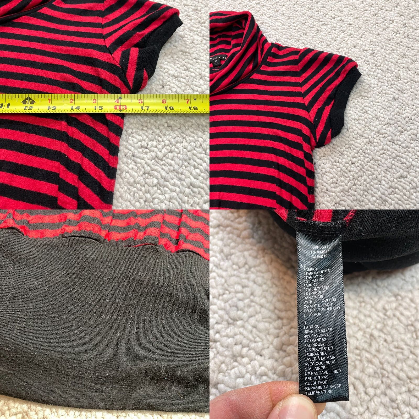 Merona Merona Sweater Shirt Womens Medium Black Red Striped Cowl Neck Short Sleeve Knit Pullover All Seasons Size M / US 6-8 / IT 42-44 - 8 Thumbnail