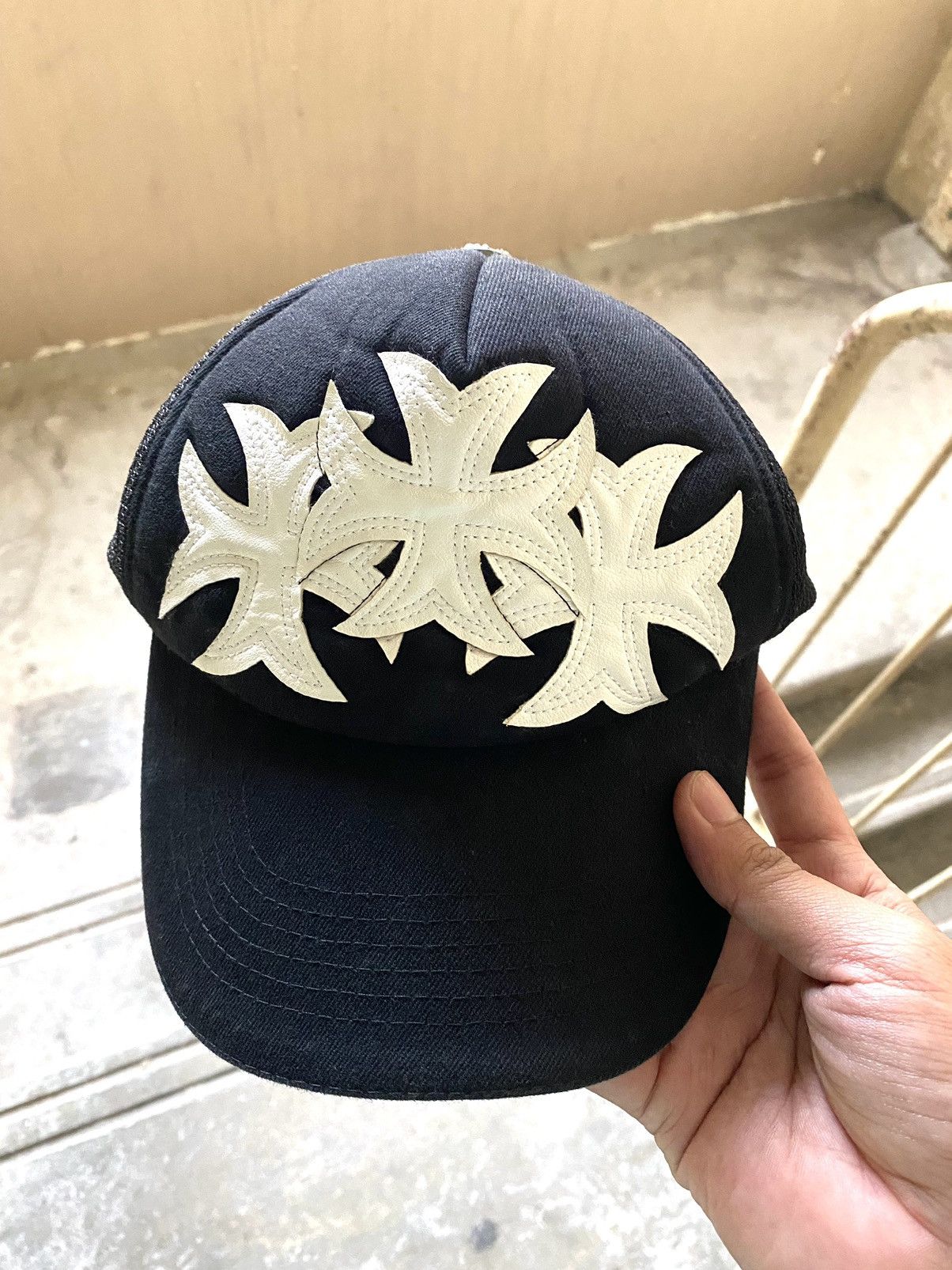 Japanese Brand Vintage cap Leather Cross Dualism inspired Chrome hearts Size ONE SIZE - 2 Thumbnail