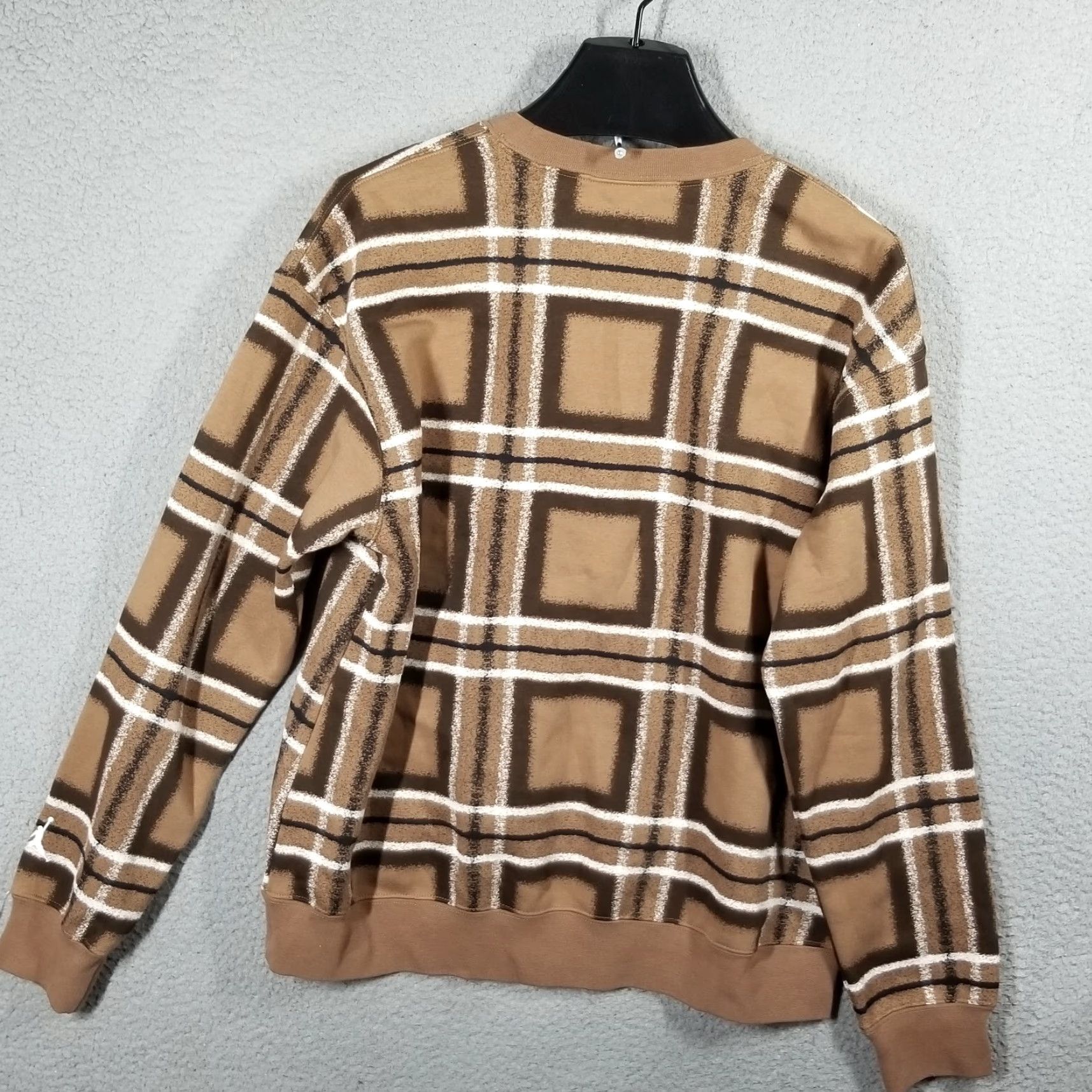Jordan Brand VINTAGE Jordan Crewneck Sweatshirt Women's S Pullover Fleece Brown Plaid 90s Basketball Size S / US 4 / IT 40 - 2 Thumbnail