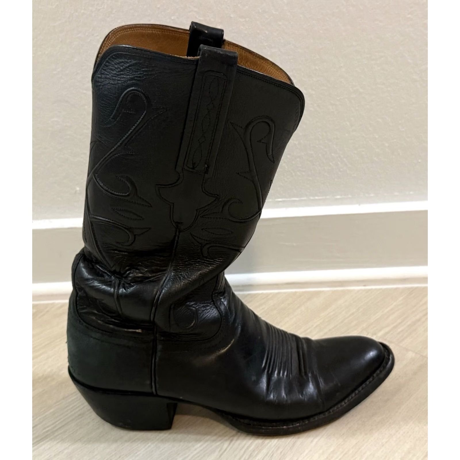 Roper VINTAGE Lucchese Men’s HandMade Classics Roper Cowboy Boots Size 8.5 Leather Mid-Calf USA 90s Western L1501 Mens Size US 9 / EU 42 - 7 Thumbnail