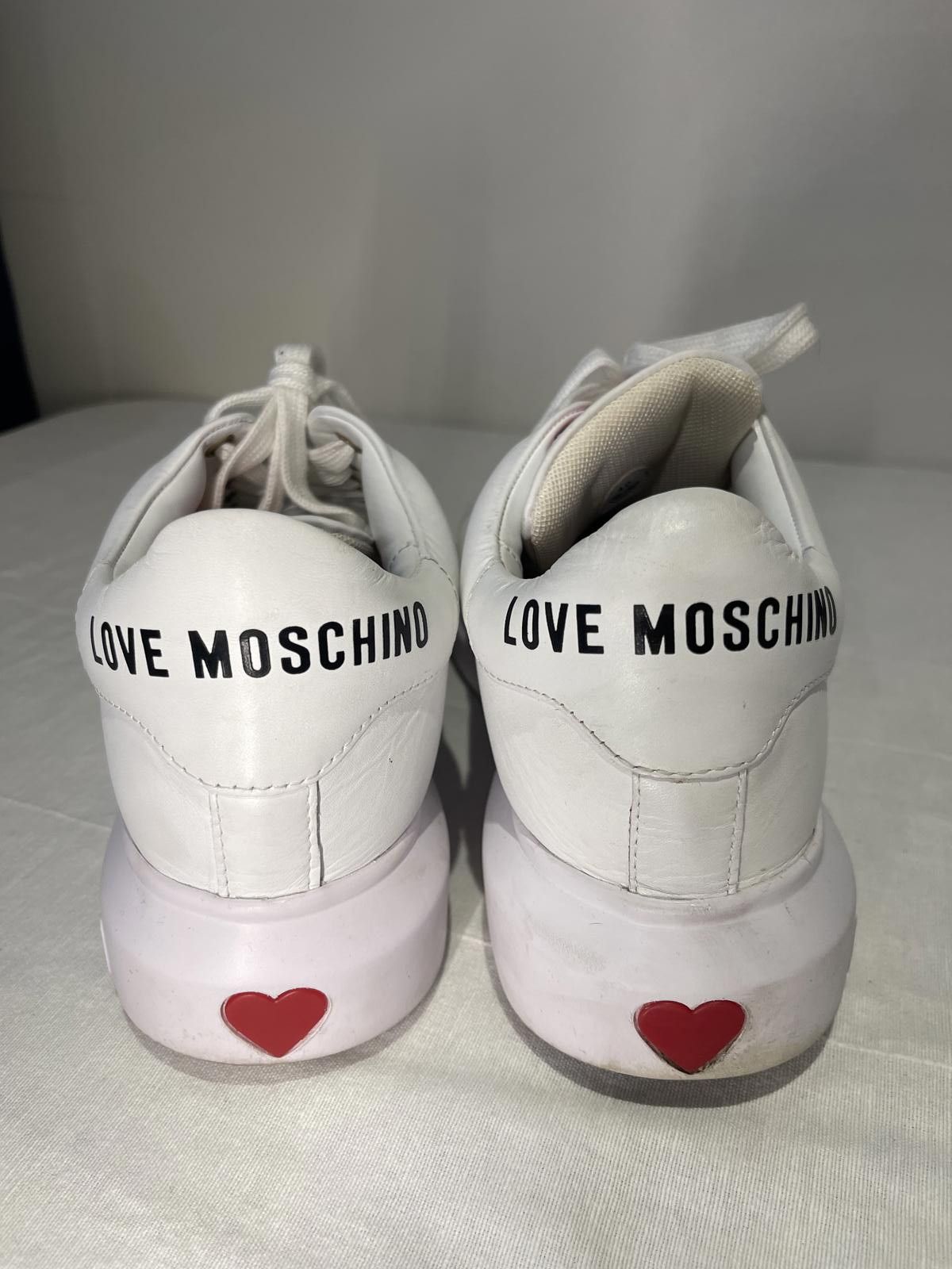 Designer Love Moschino White Sneakers Size US 9 / IT 39 - 2 Thumbnail