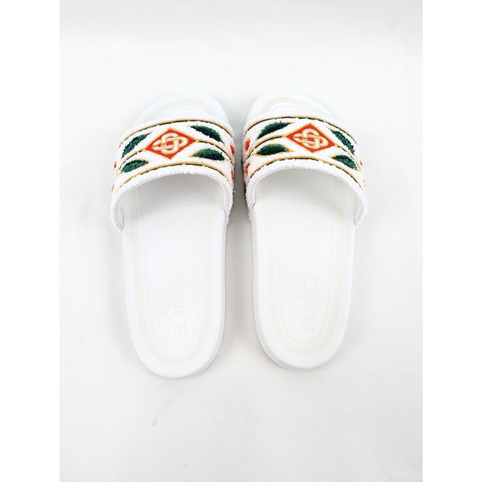 Casablanca o1rshd1 Embroidered Terry Slider Slipper in White Size US 7 / EU 40 - 19 Thumbnail