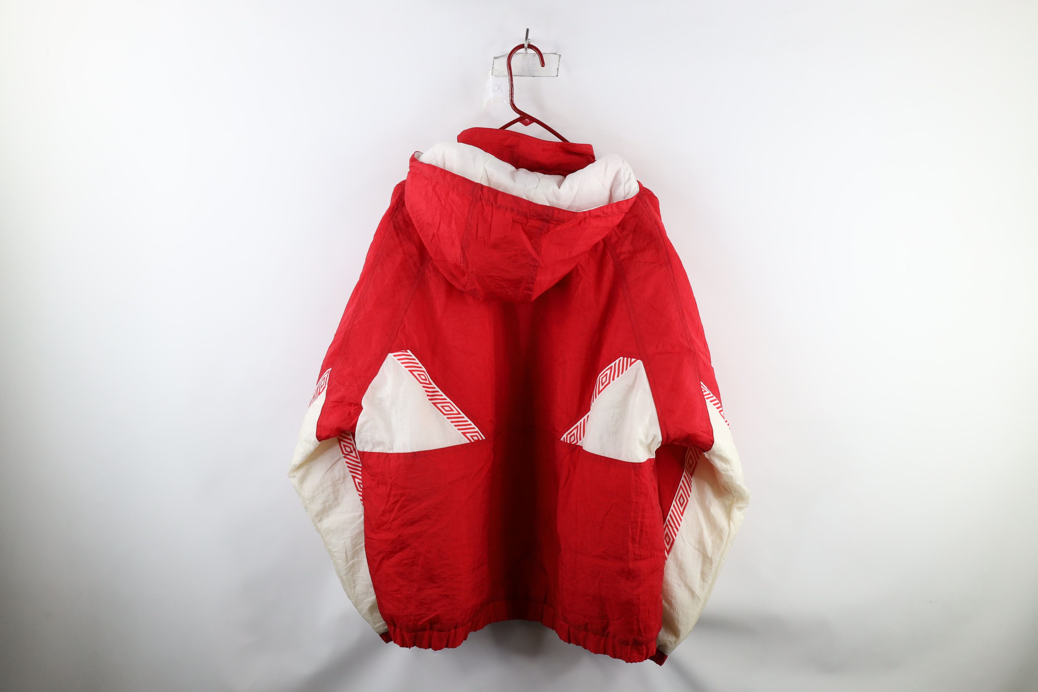 Umbro × Vintage Vintage 90s Umbro Taped Logo Soccer Hooded Puffer Jacket Red Size US XL / EU 56 / 4 - 13 Thumbnail