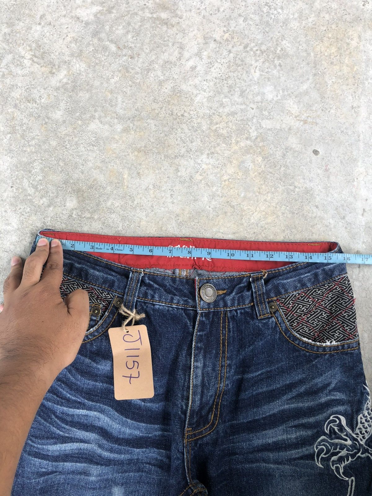 Karakuri Tamashii Karakuri Tamashii Embroidered Jeans Distressed Size US 31 - 23 Thumbnail
