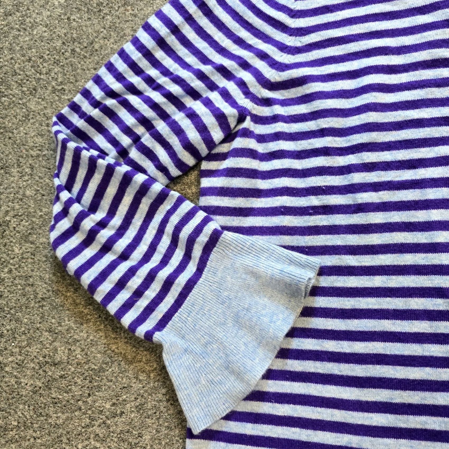 Talbots Talbots Sweater Womens 2X Purple Blue Striped Wool Blend Flare Sleeve Casual Size XXL / US 16-18 / IT 52-54 - 4 Thumbnail