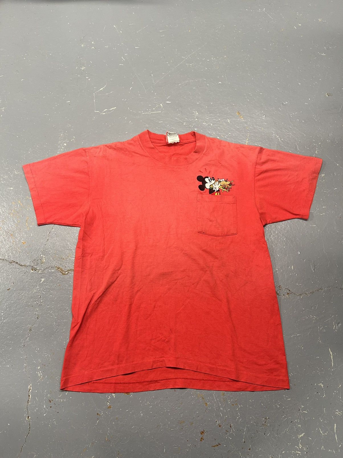Disney × Mickey Mouse × Vintage Crazy Vintage 90s Essential Red Faded Mickey Mouse Tee Shirt Size US L / EU 52-54 / 3 - 1 Thumbnail