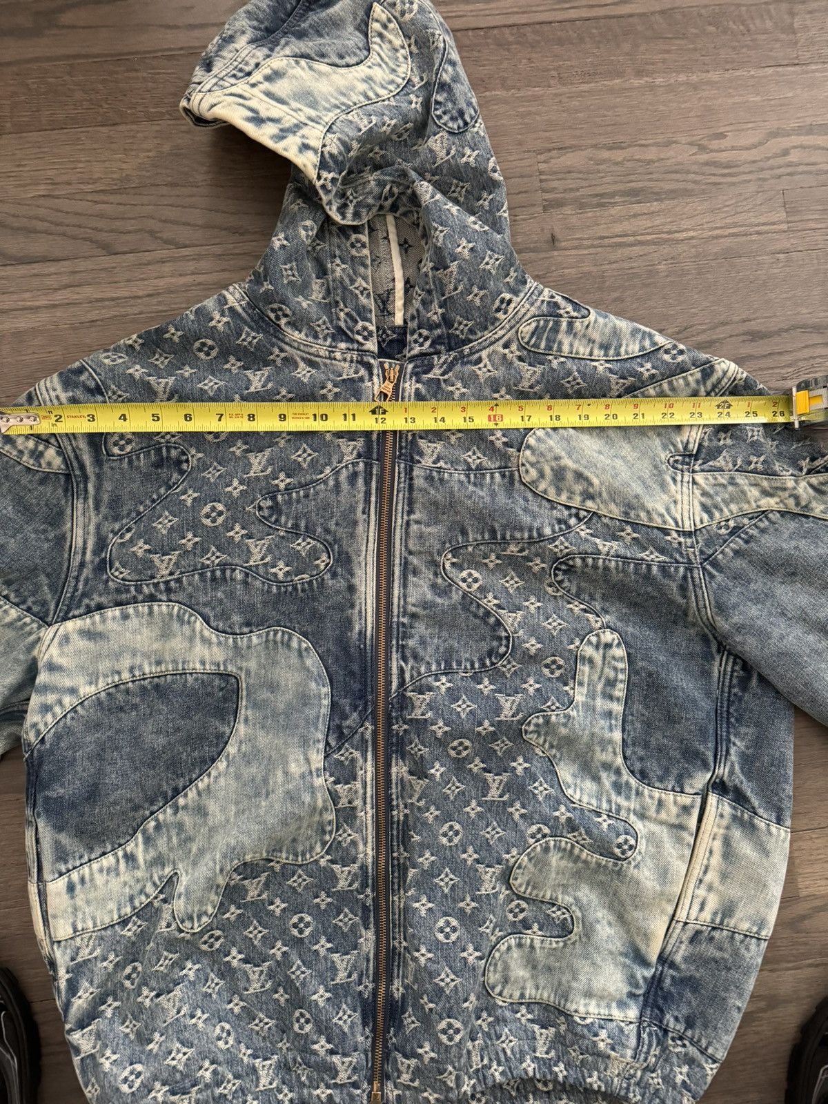 Louis Vuitton louis vuitton 1A9K6D monogram patchwork denim hoodie