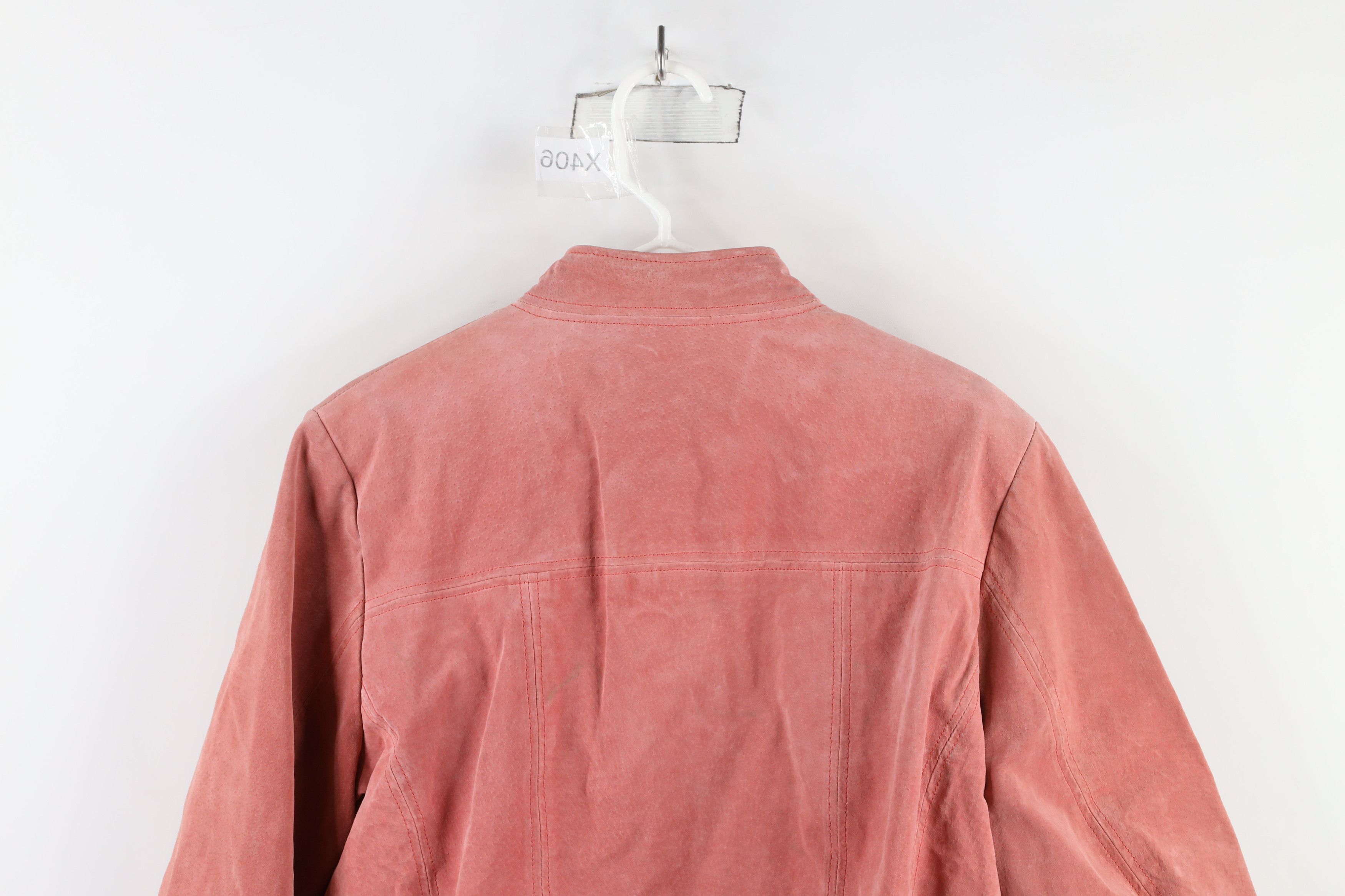 Vintage Vintage 90s Streetwear Leather Cafe Racer Bomber Jacket Pink Size XXL / US 16-18 / IT 52-54 - 13 Thumbnail
