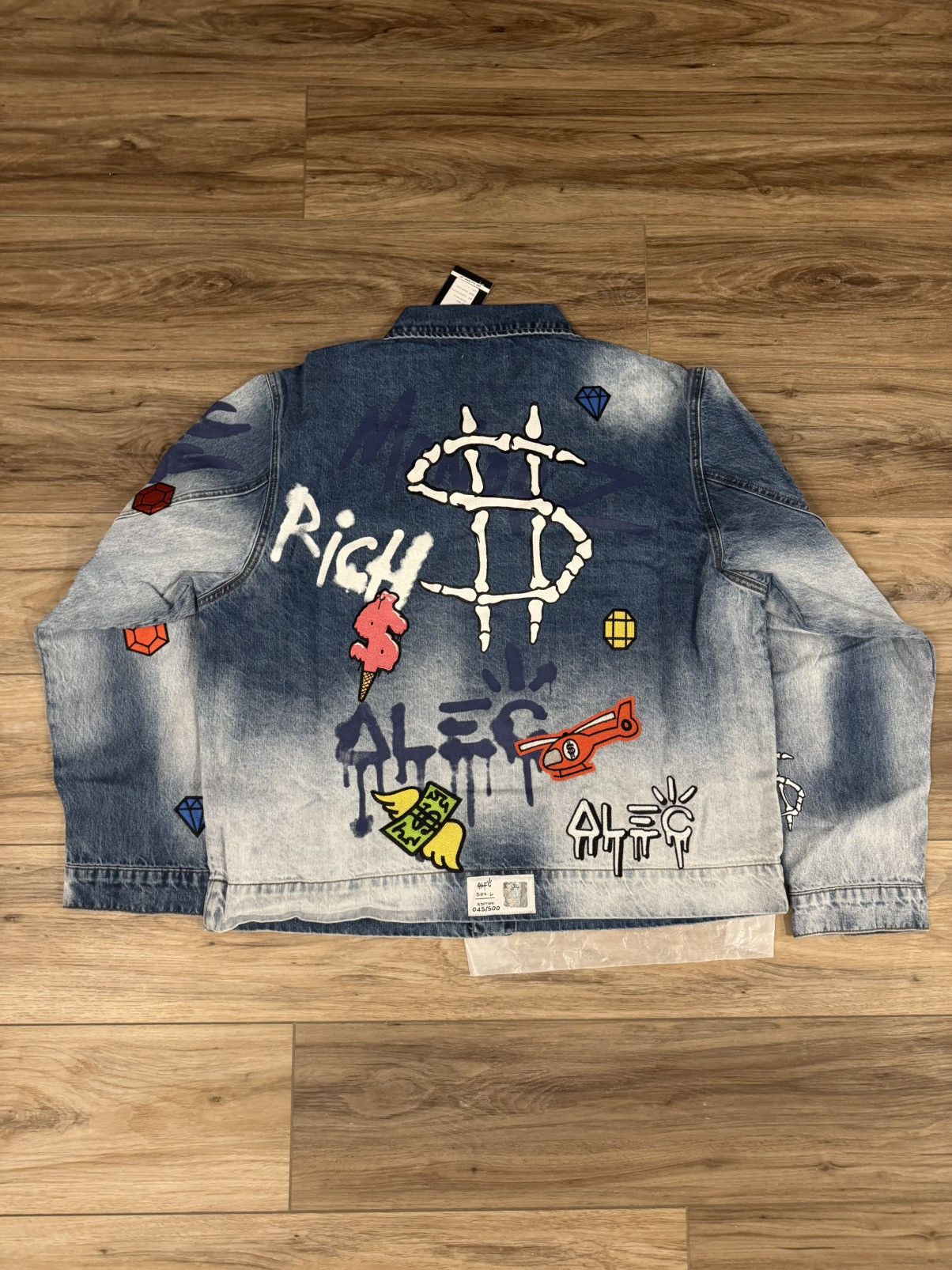 Alec Monopoly RARE Alec Monopoly Rich Bones Denim Jacket SS21 Size US L / EU 52-54 / 3 - 3 Thumbnail