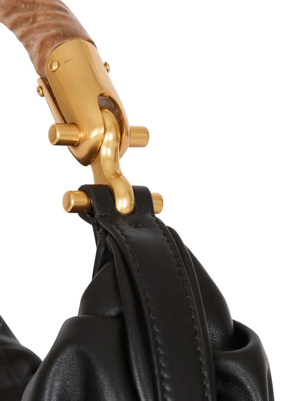 Balmain os11x0326 Size: OS / Ebene Ruched Top-Handle Bag in Black Size ONE SIZE - 4 Thumbnail