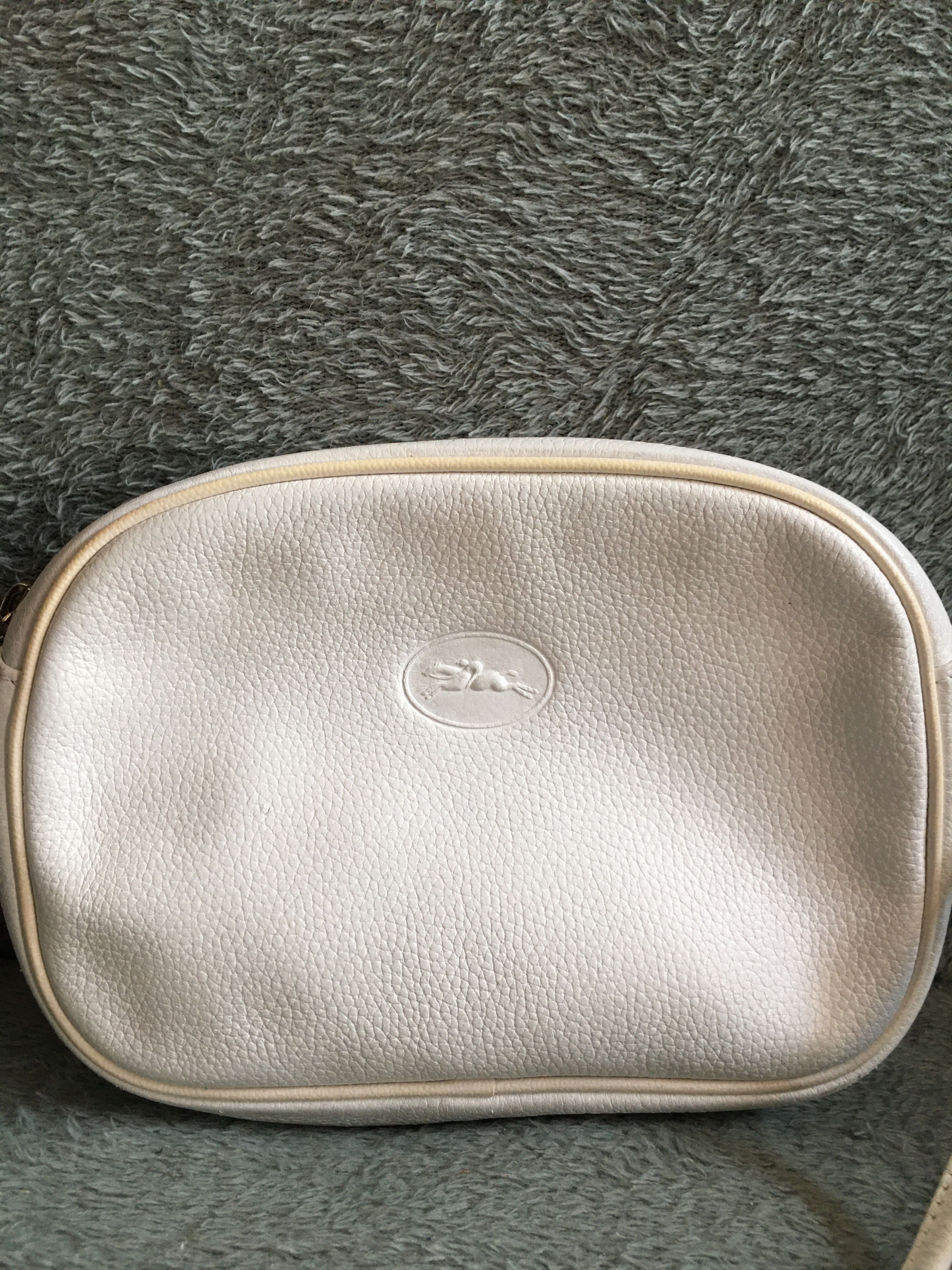 LONGCHAMP Cream Pebbled Leather Shoulder Crossbody Bag