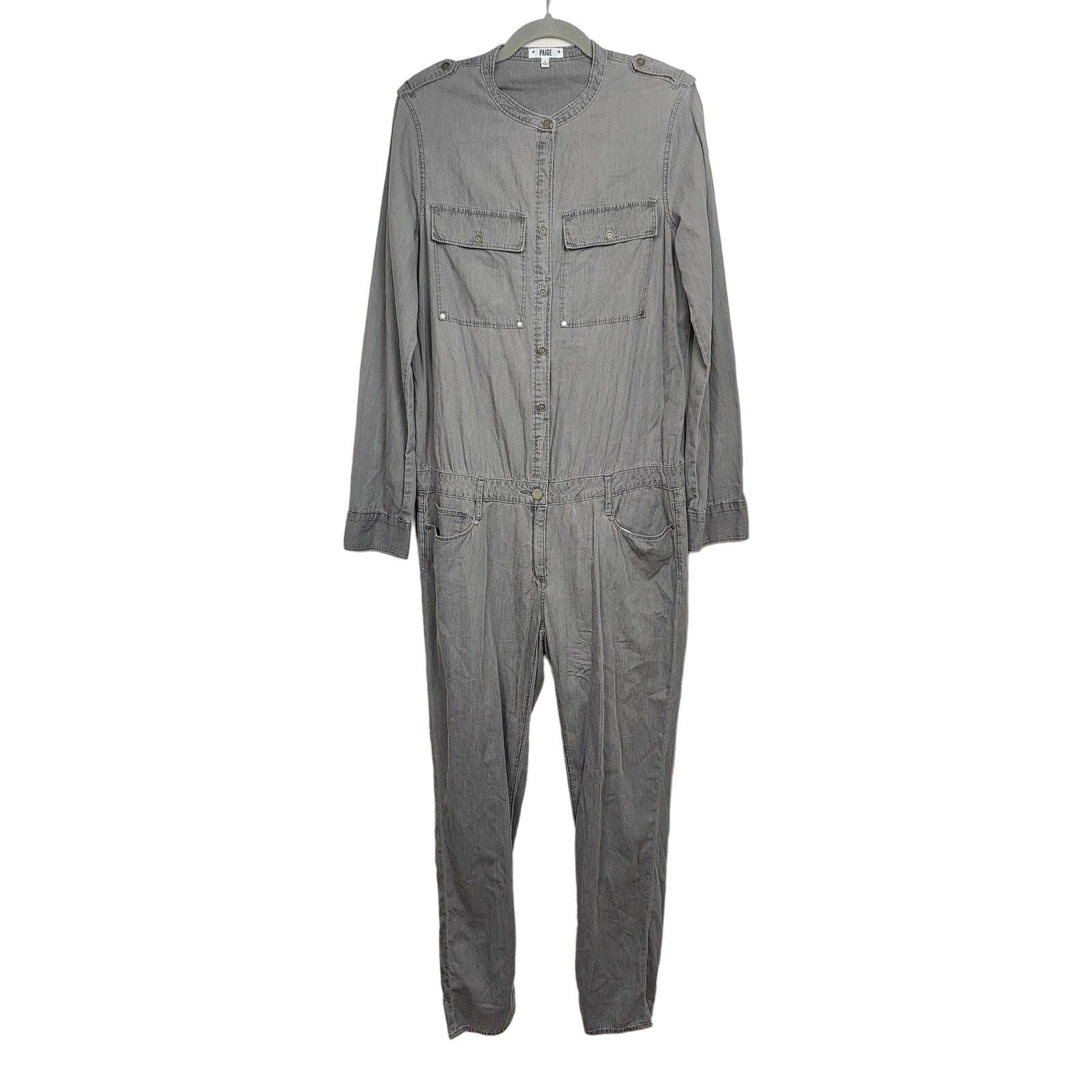 Paige Paige Jumpsuit Womens Large Gray Long Sleeve Boiler Suit Size 31" - 1 Thumbnail