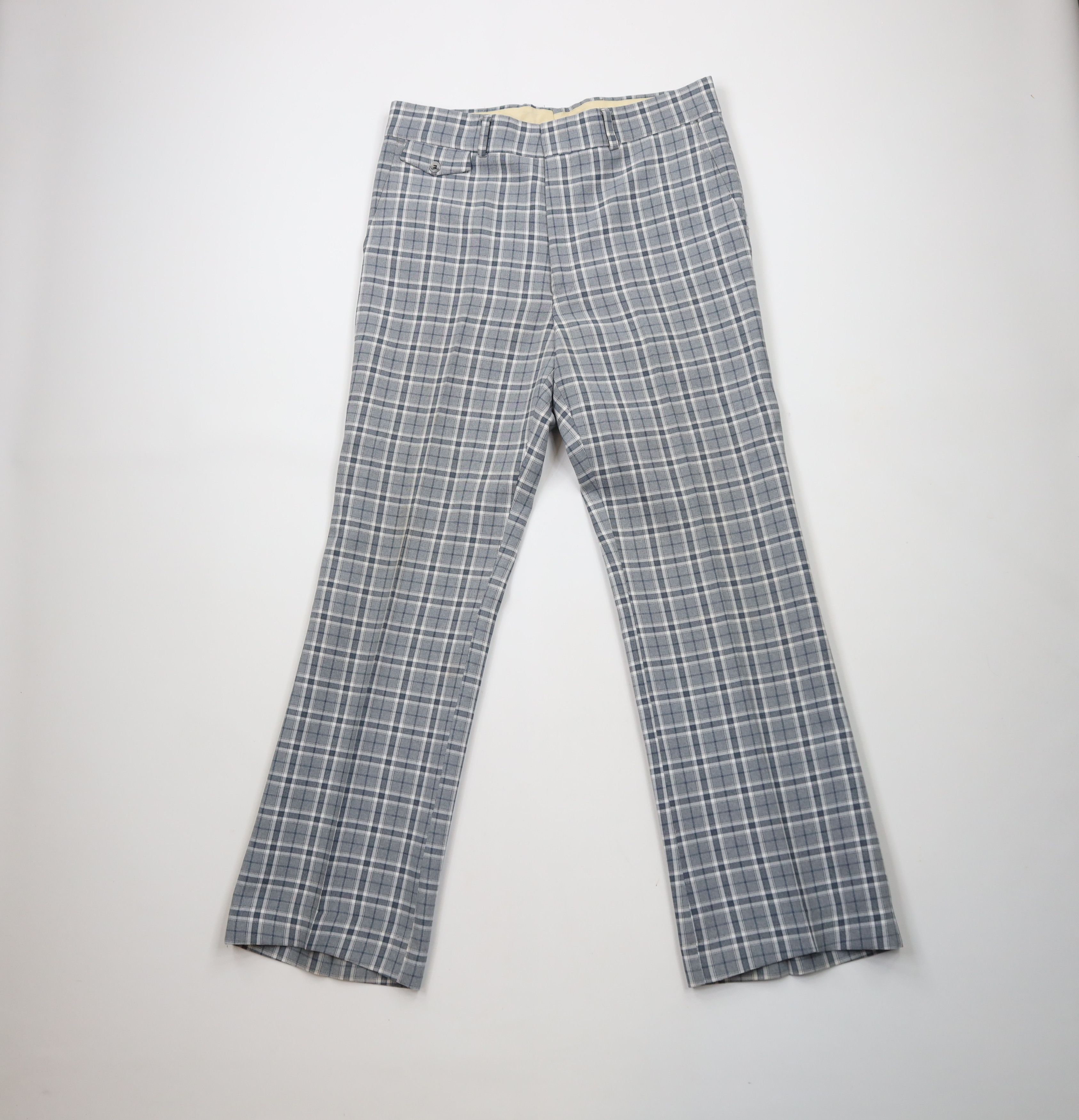 Vintage Vintage 70s Streetwear Bell Bottoms Chino Pants Plaid USA Size US 34 / EU 50 - 1 Thumbnail
