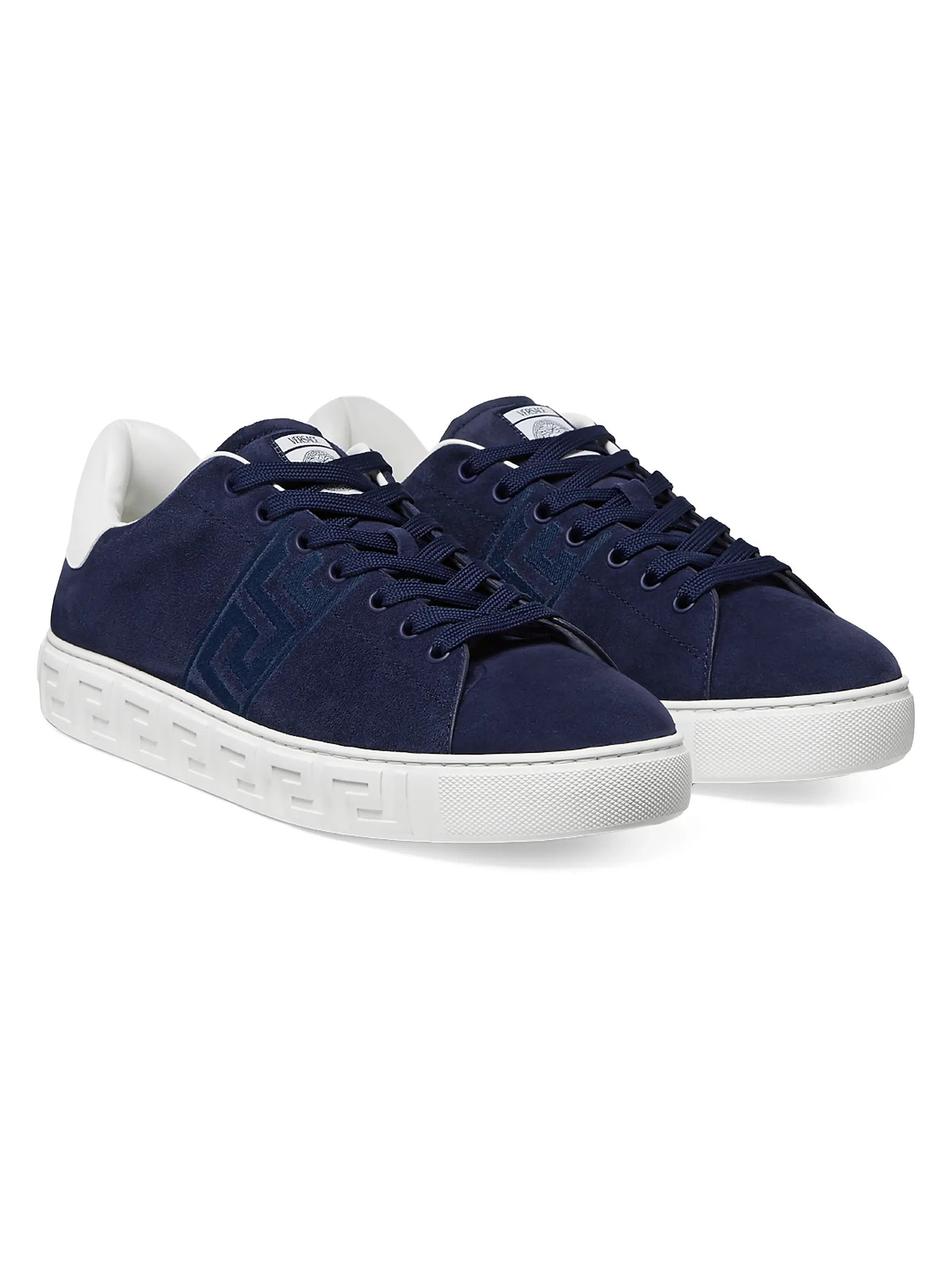 Versace os11x0126 Suede Low-Top Sneakers in Navy/White Size US 9 / EU 42 - 2 Thumbnail