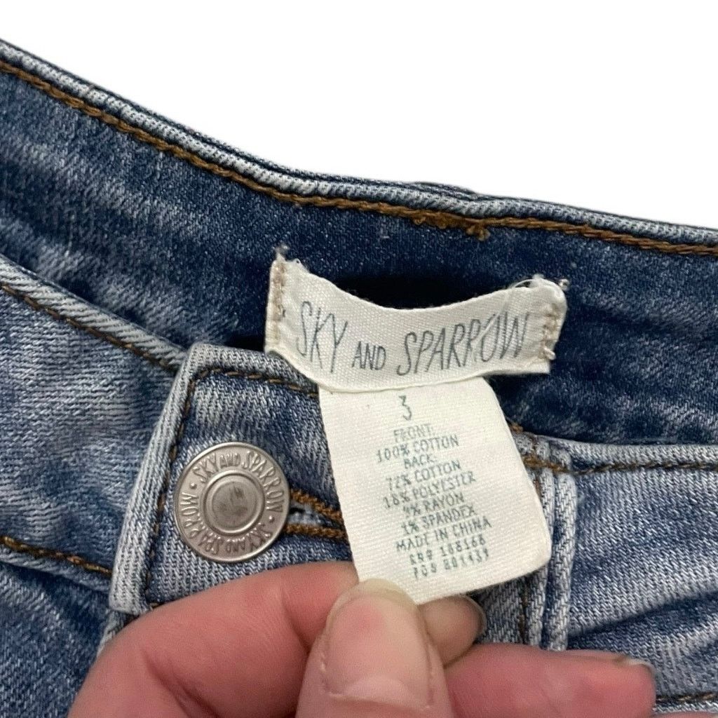 Other Sky and Sparrow Denim High Rise Distressed Mini Jean Shorts Size 24" / US 00 / IT 34 - 7 Thumbnail
