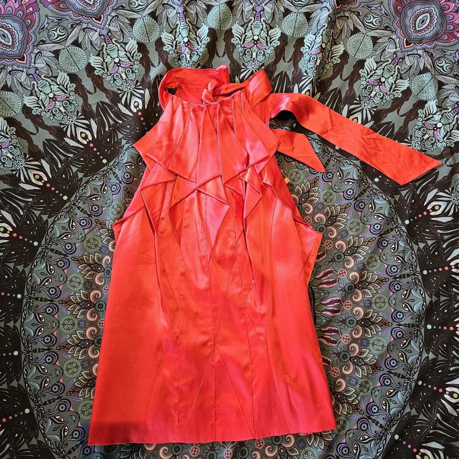 Designer Karen Millen Hot Pink Silk Blouse Size L / US 10 / IT 46 - 1 Thumbnail