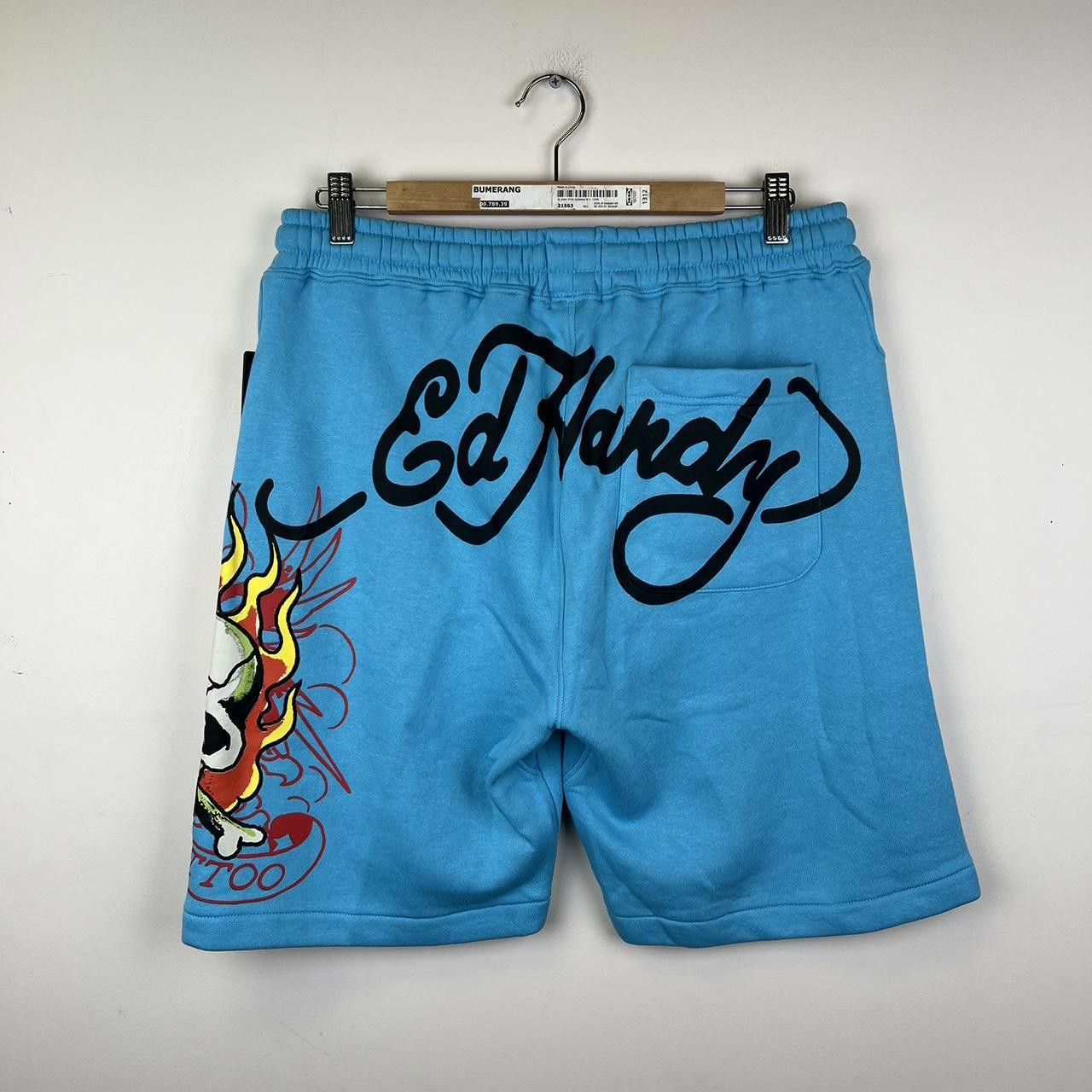 Ed Hardy NEW WITH TAGS Don Ed Hardy Graphic Skull Design Blue Shorts Size US 32 / EU 48 - 2 Thumbnail