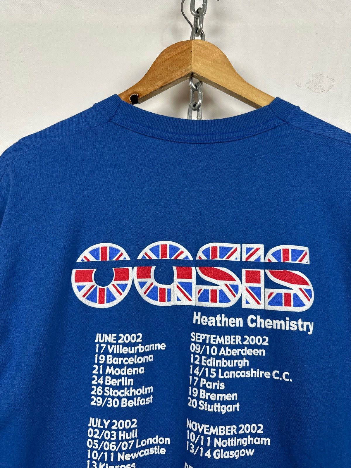 Band Tees 2002 Vintage Oasis Heathen Chemistry Tour Blue Band T-Shirt Size US XL / EU 56 / 4 - 13 Thumbnail