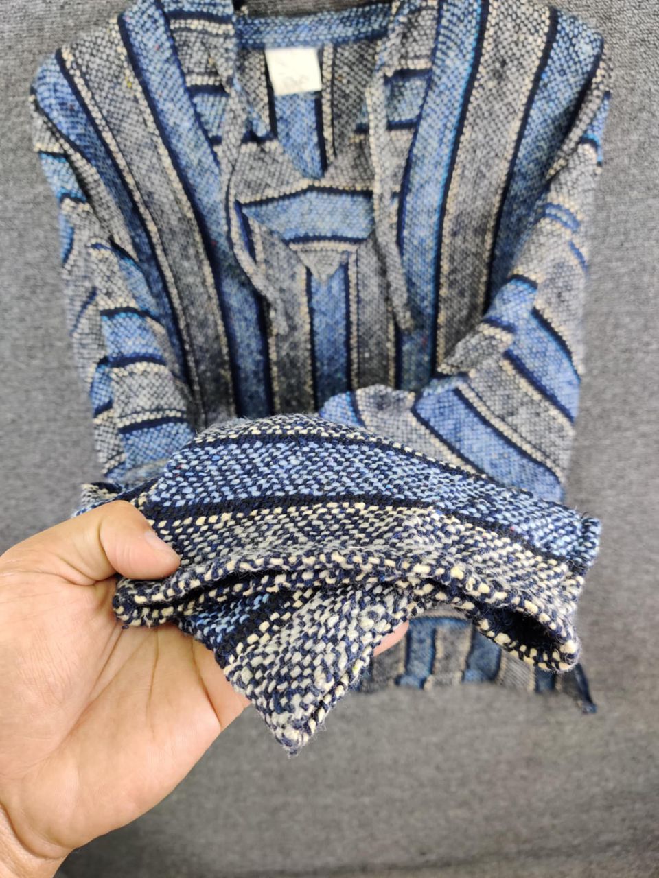 Vintage Vintage Mexican Baja Drug Rug Blue Grey Jacket Size US XXL / EU 58 / 5 - 12 Thumbnail